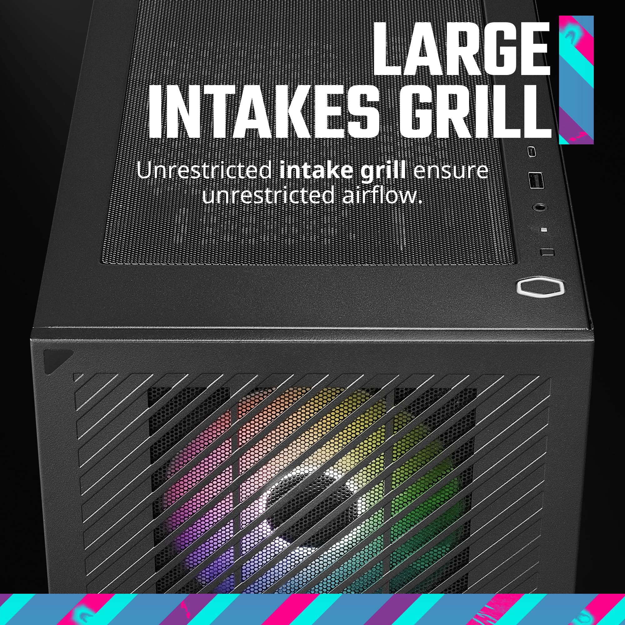 Cooler Master Elite 301 Micro Atx High Airflow Pc Case, 365Mm Gpu Max, 280Mm Aio Max, Type C, Tempered Glass, Triple 120Mm Pwm F