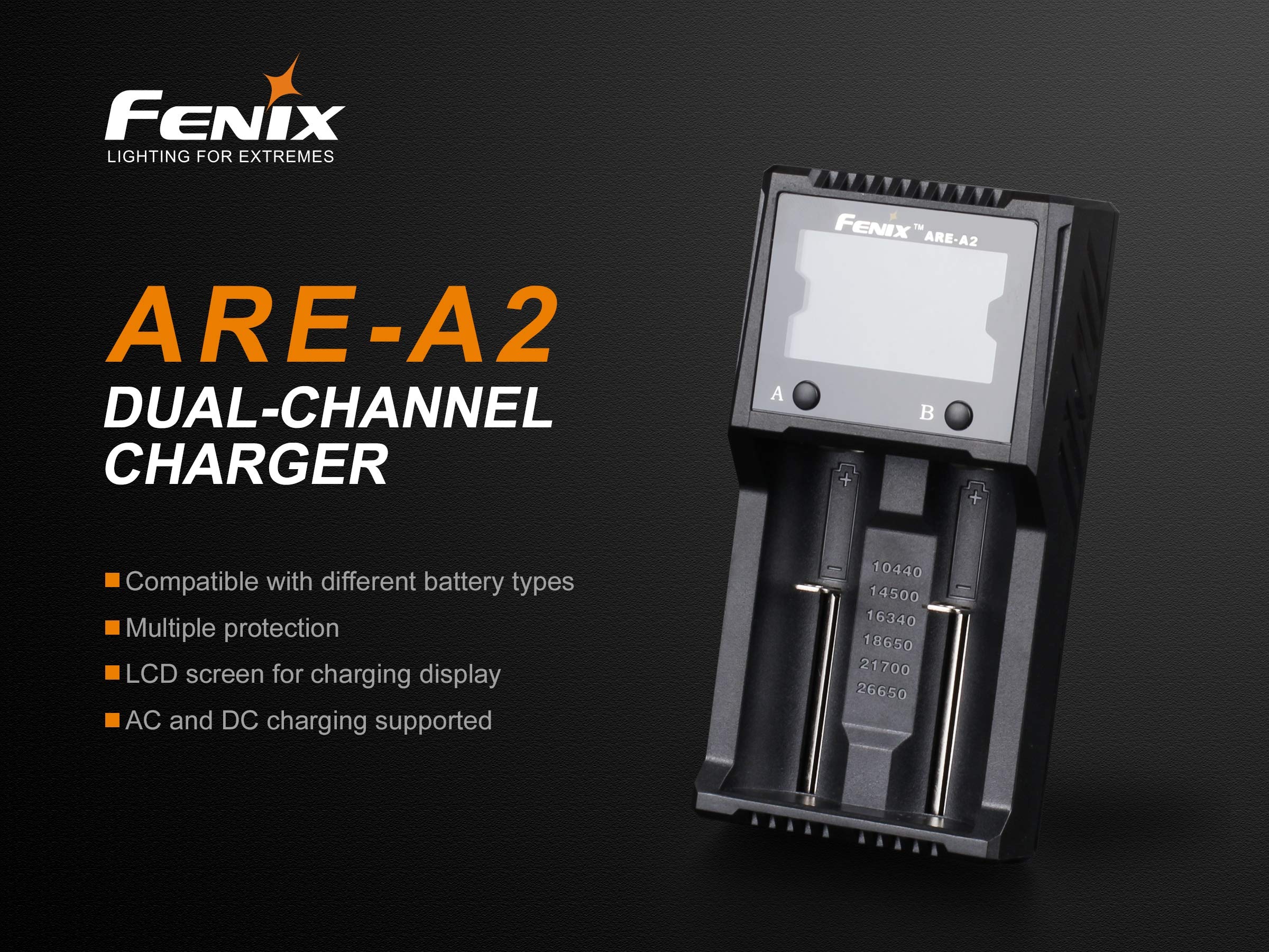 Edisonbright Fenix Are-A2 Smart Battery Charger For 21700/18650/16340 Bbx5 Battery Carry Case