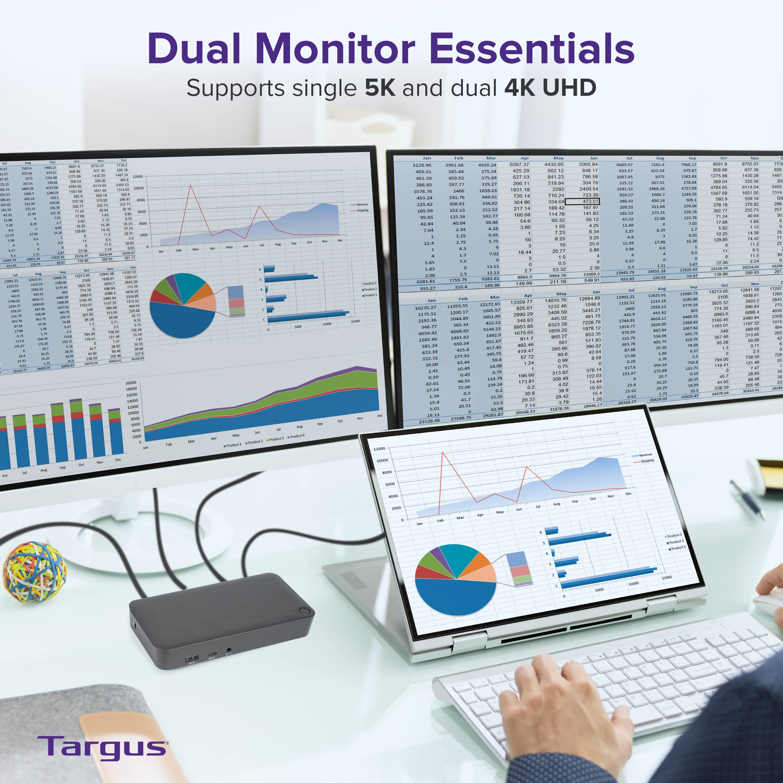 Targus Usb C Docking Station Universal Dv4K, Usb C Laptop Docking Station Dual Monitor 2 Hdmi, 65W Power Delivery, Displaylink W