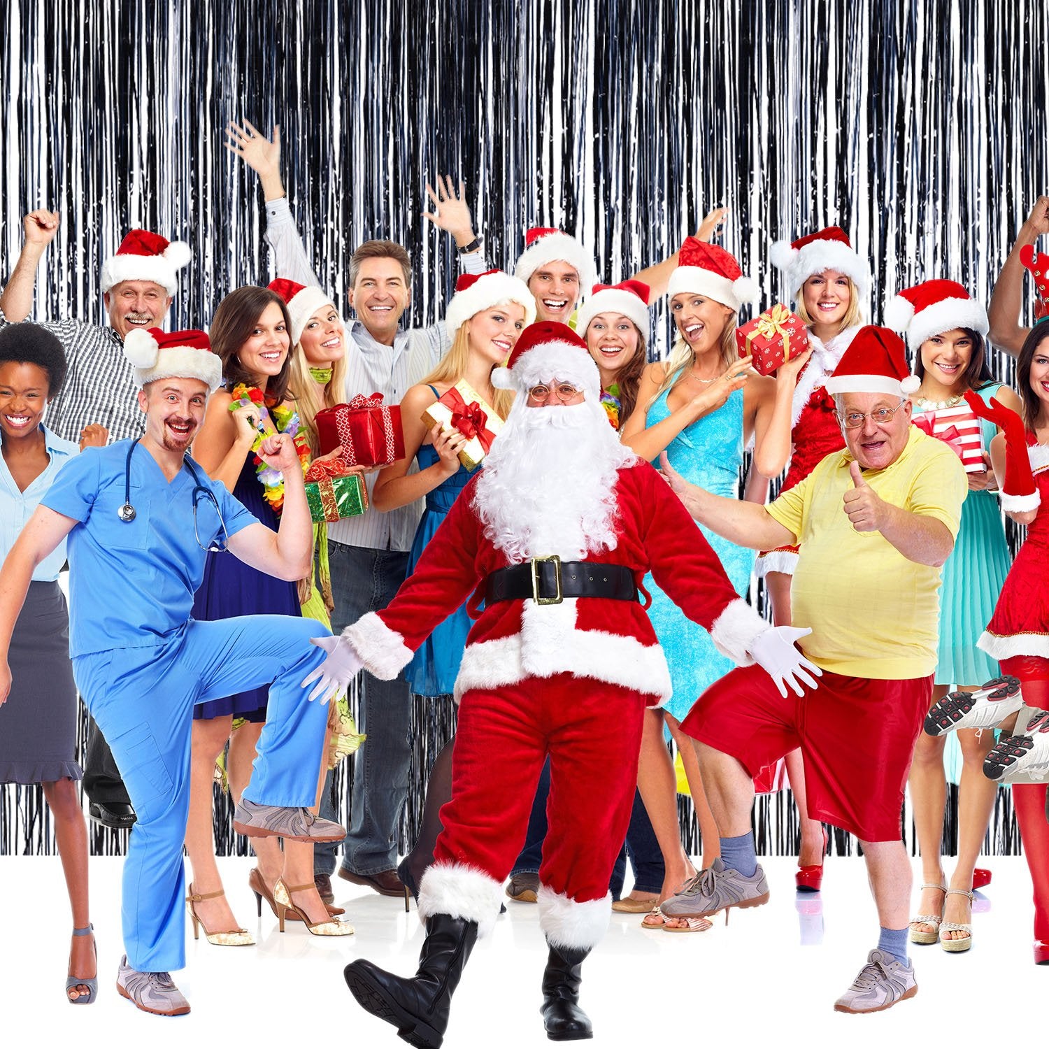 4 Pack Foil Curtains Metallic Fringe Curtains Shimmer Curtain For Birthday Wedding Disco Party Decorations (Black)