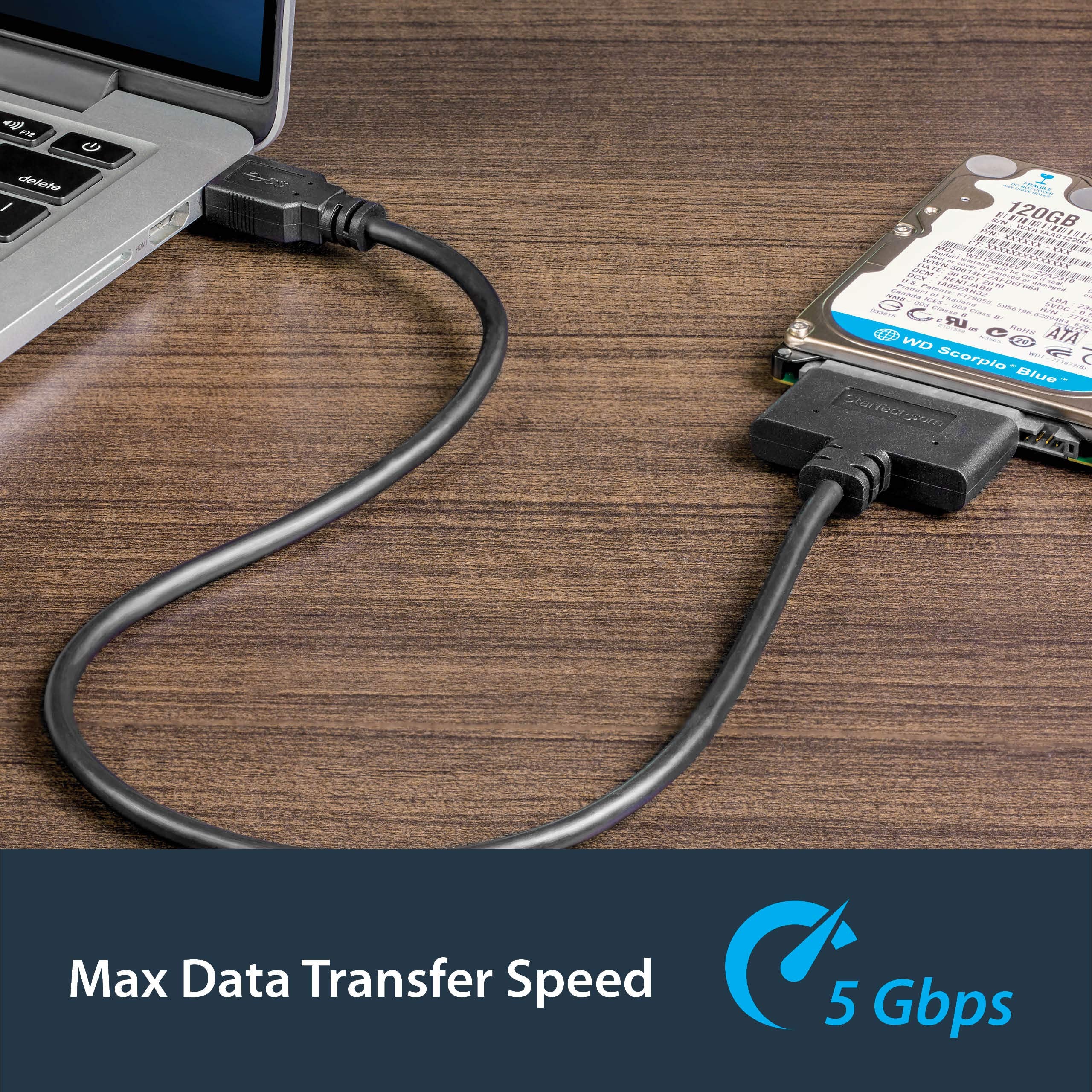 Startech.Com Sata To Usb Cable - Usb 3.0 To 2.5    Sata Iii Hard Drive Adapter - External Converter For Ssd/Hdd Data Transfer (U