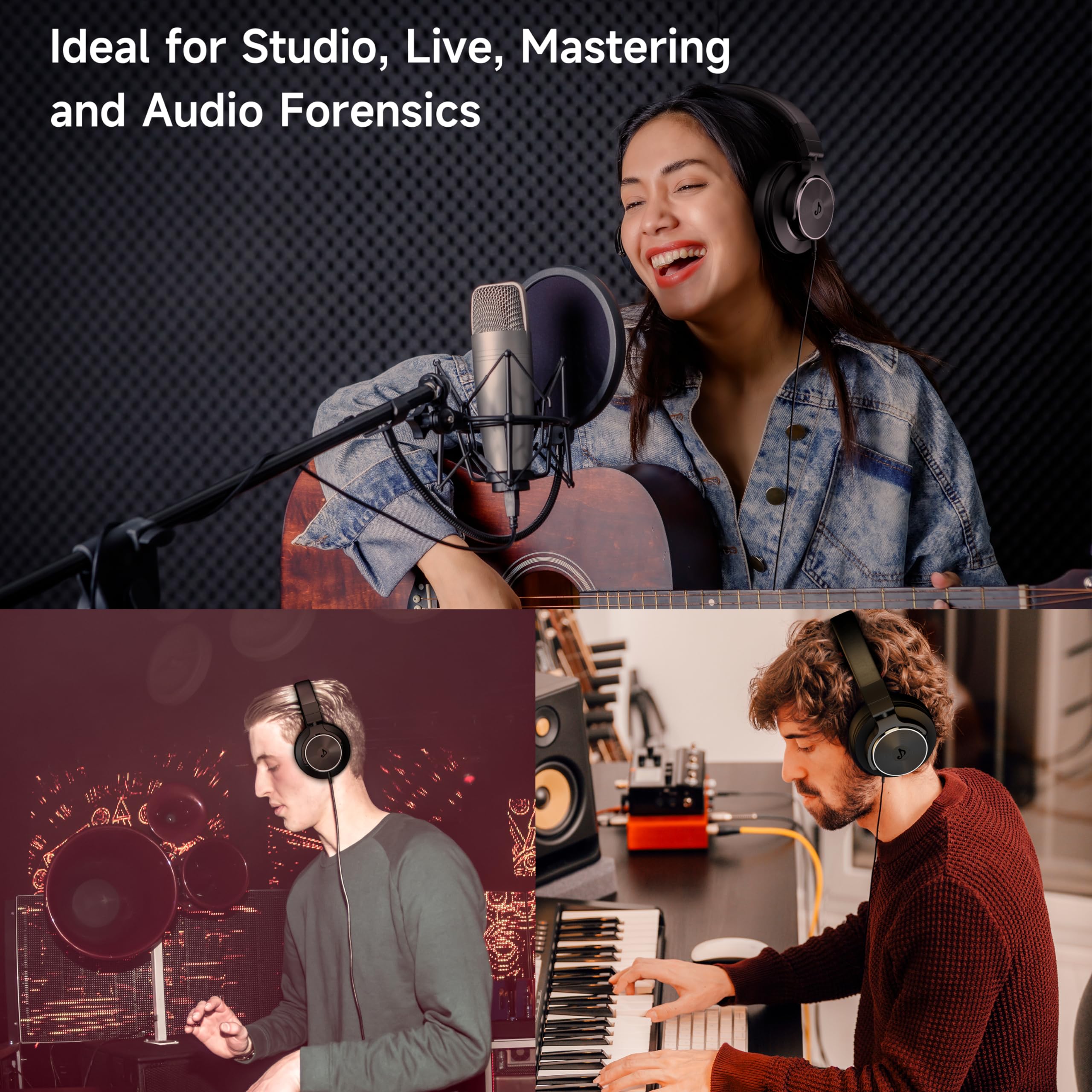 Rumoon Wired Over Ear Headphones, Studio Monitor & Mixing Dj Headphones With 50Mm Neodymium Drivers And 1/4 To 3.5Mm Jack For Gu