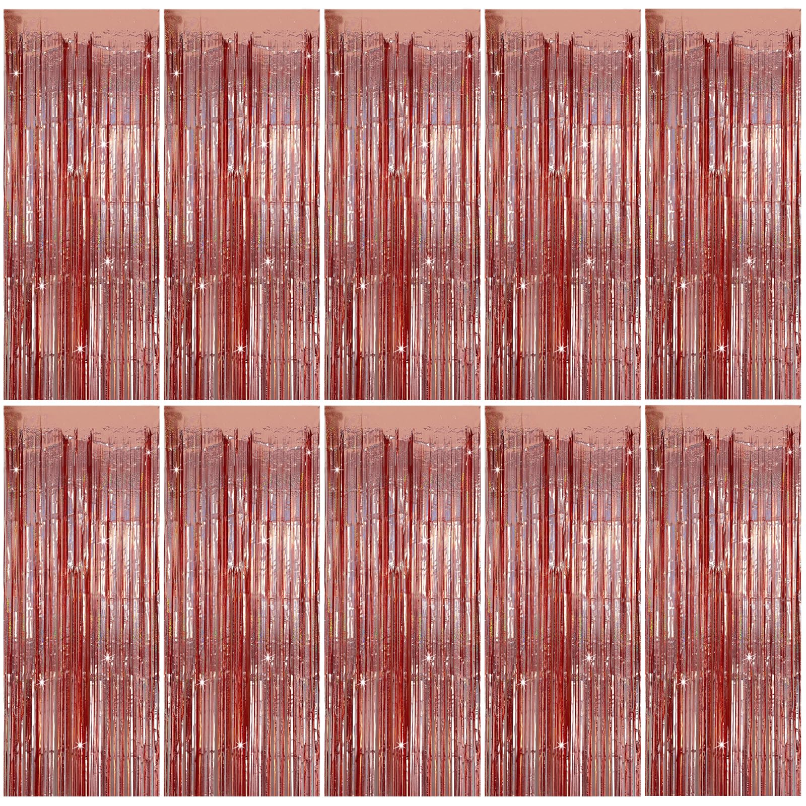 Tinsel Curtain Party Backdrop Rose Gold Birthday Party Decorations 10 Packs Glitter Foil Fringe Curtain Party Decor Streamers Ph