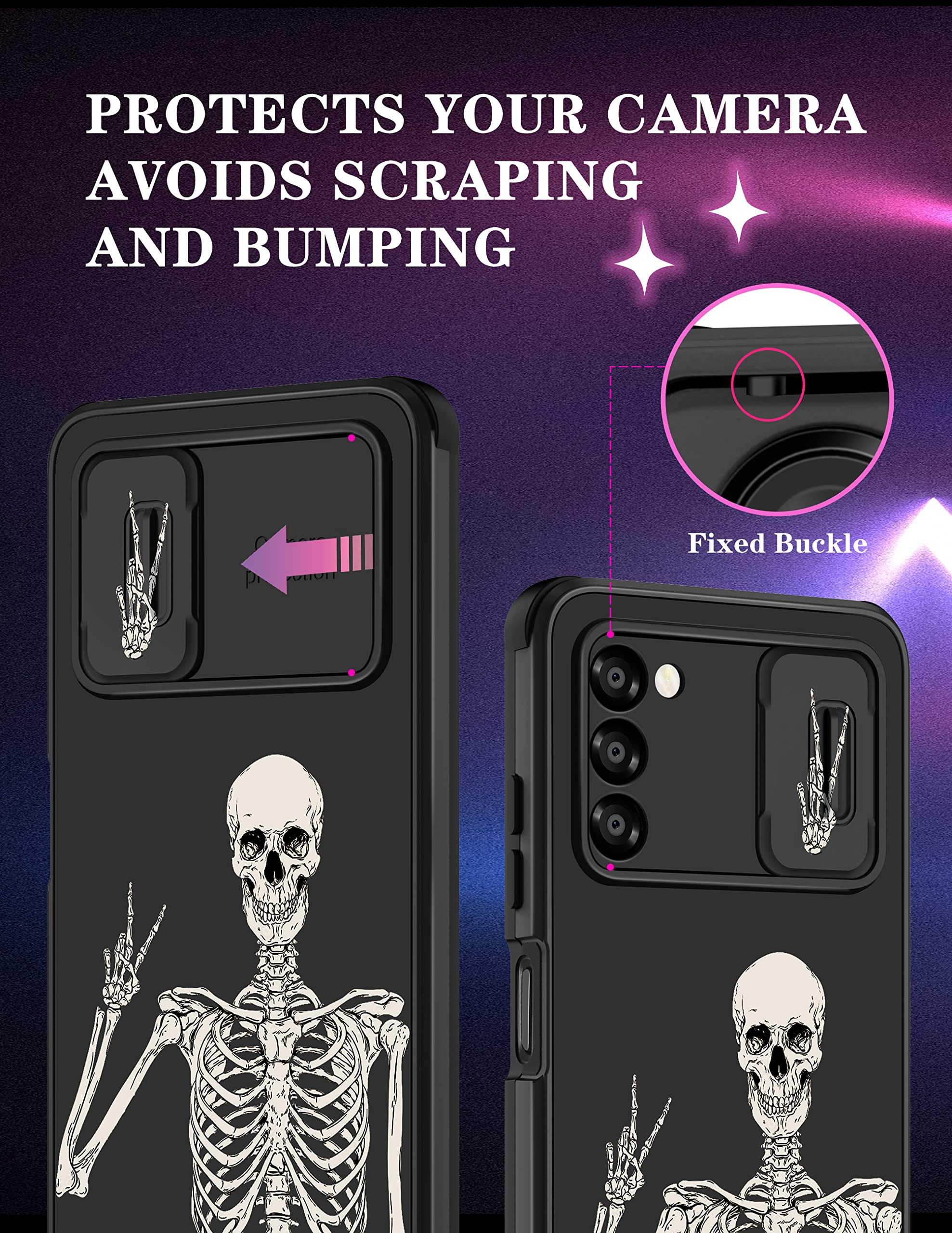 Goocrux For Samsung Galaxy A03S Case Skeleton Skull Women Girls Cute Gothic Phone Cover Cool Horror Design Goth Aesthetic With S