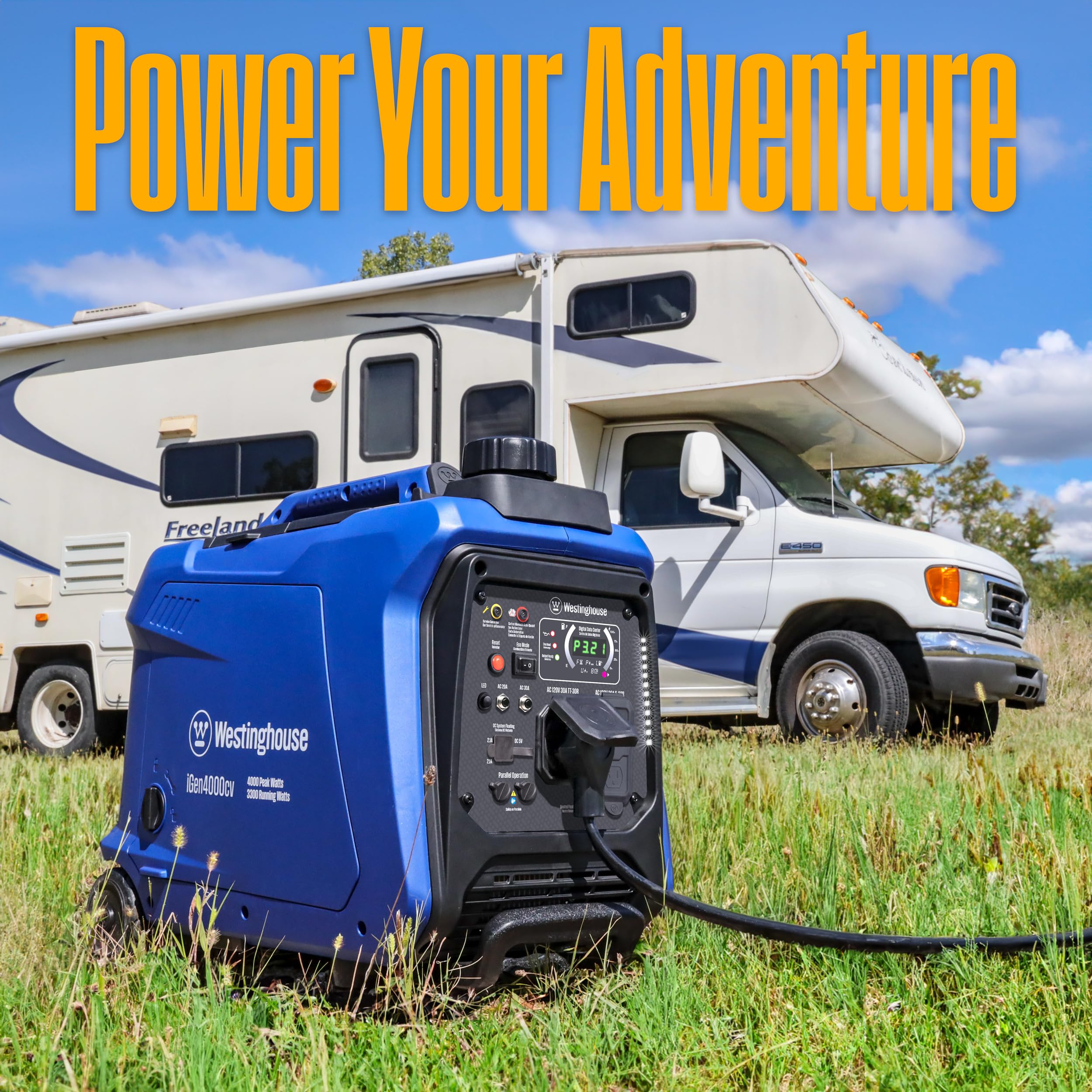 Westinghouse Outdoor Power Equipment 4000 Peak Watt Super Quiet Portable Inverter Generator, Wheel & Handle Kit, Rv Ready 30A Ou