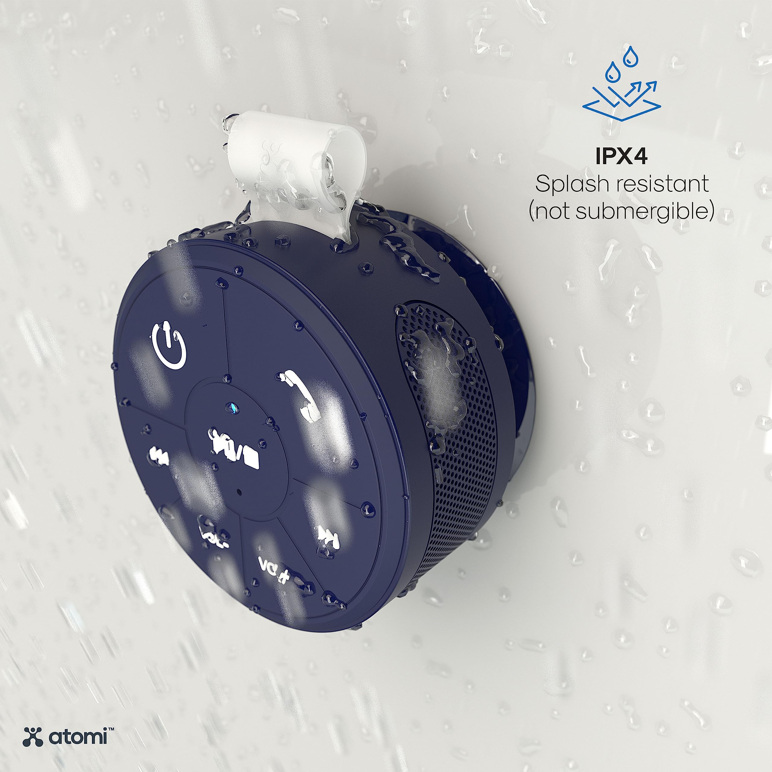 Atomi Bluetooth Shower Speaker: Water Resistant With Hands Free Call Answering