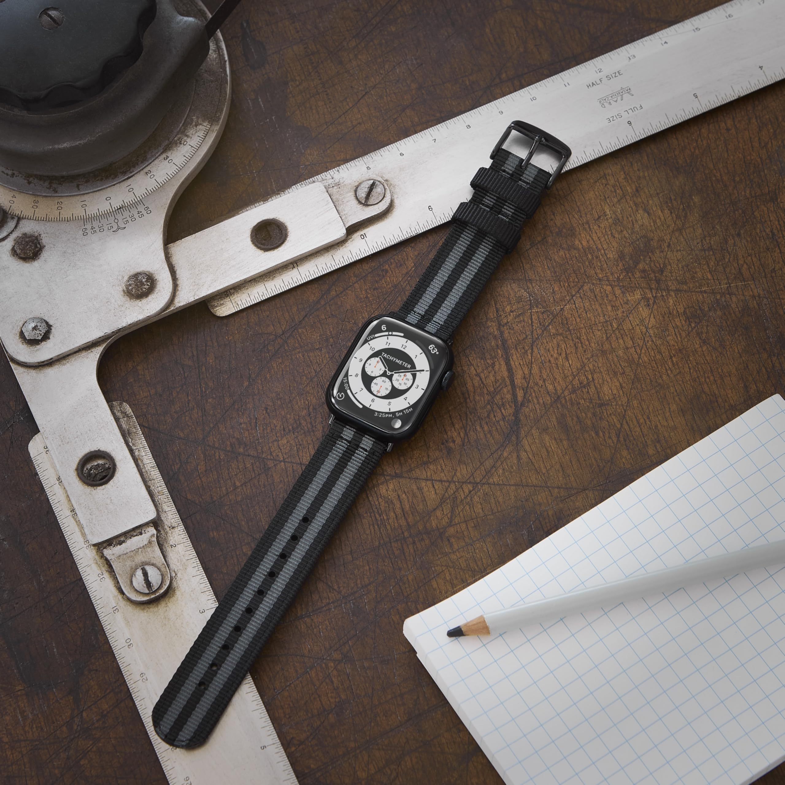 Archer Watch Straps - Premium Nylon Straps For Apple Watch (Black/Gray, Black, 40/41/42Mm)