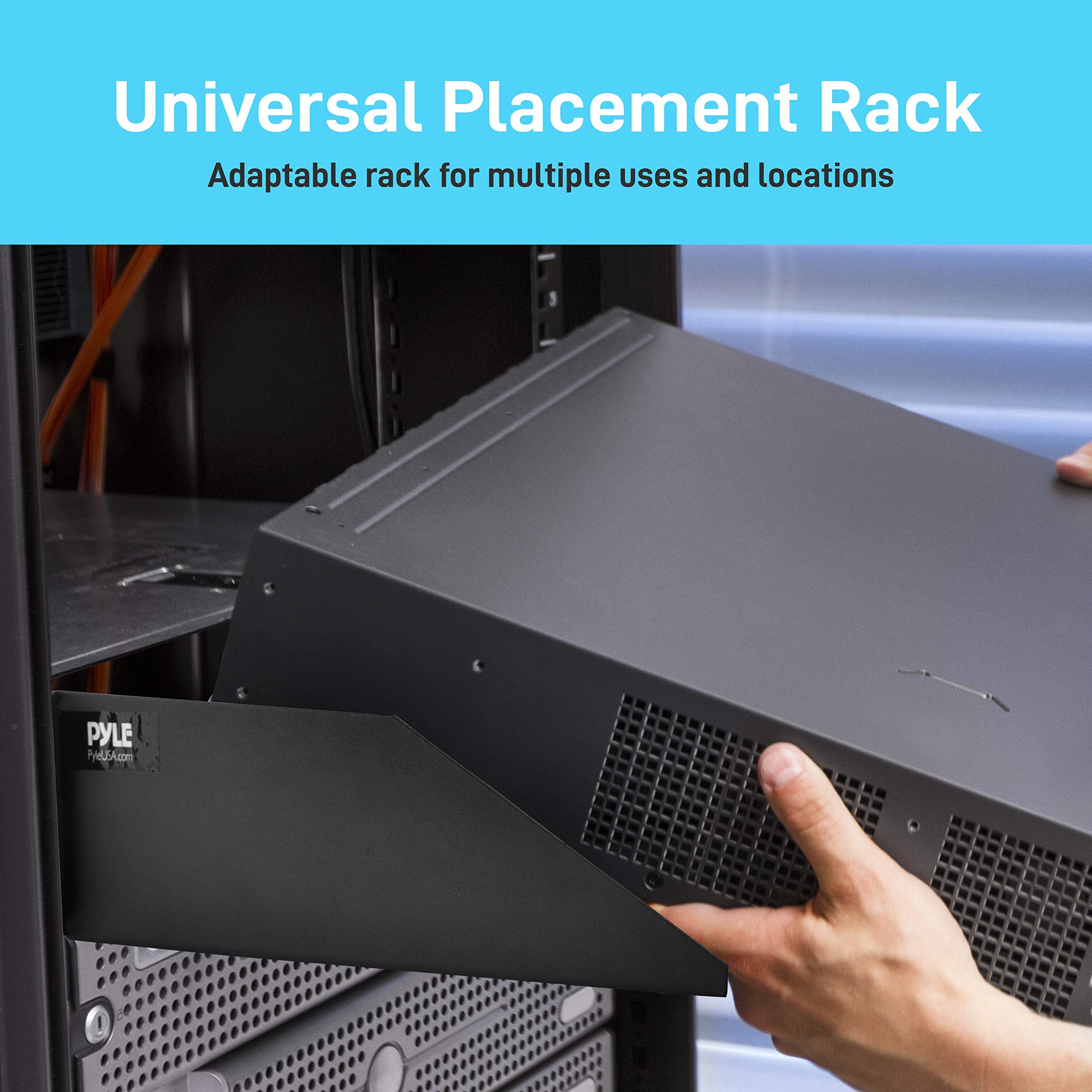 Pyle 19 Inch 2U Server, Vented Shelves For Good Air Circulation, Cantilever, Wall Rack, Universal Device, Cabinet Shelf, Compute