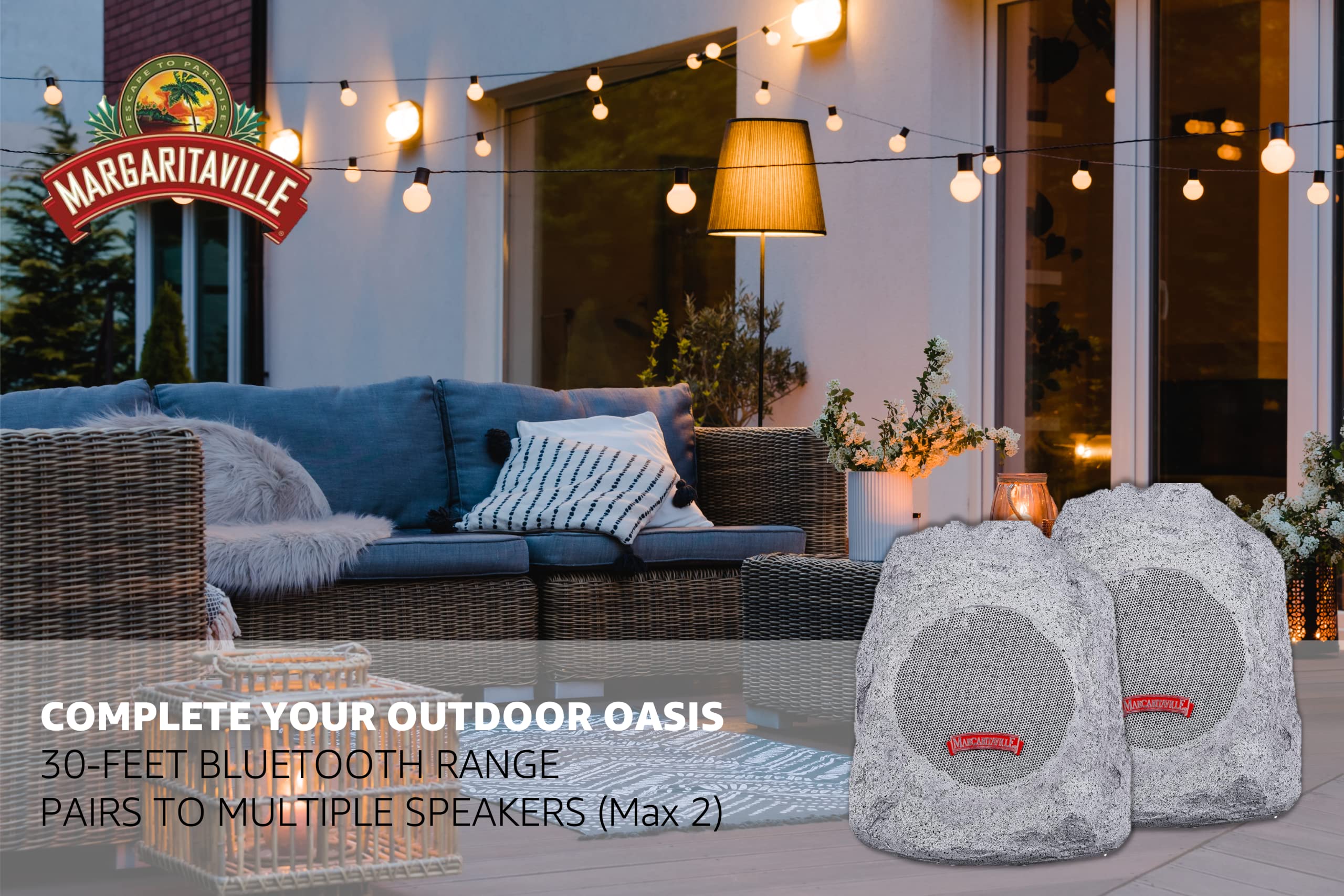 Margaritaville On The Rock    Outdoor Bluetooth Wireless Speaker | Durable Bluetooth Speakers, Fantastic Yard Or Patio Decor, Ip