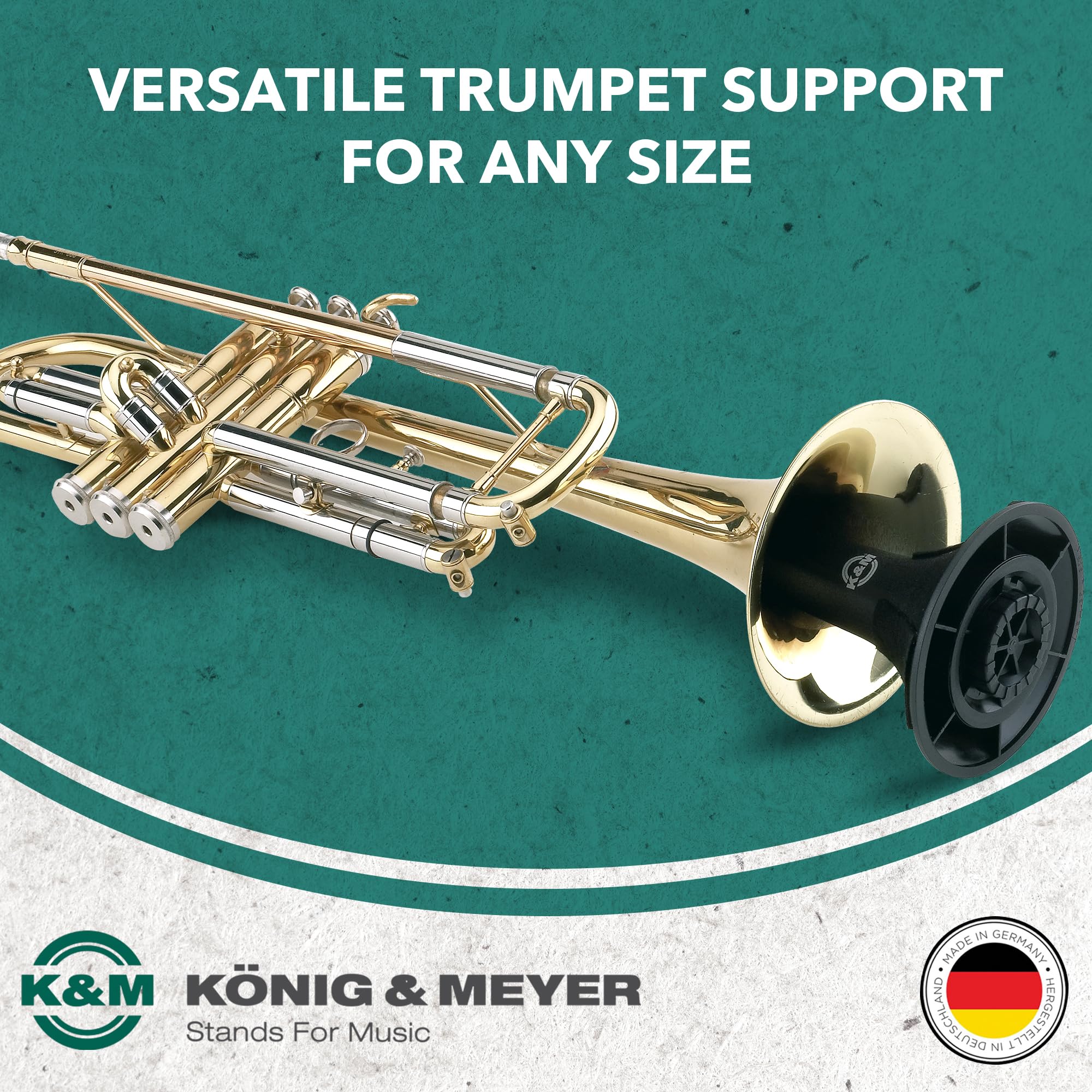 K&M Konig & Meyer Trumpet Stand Inbell Three Leg   Compact Trumpet Stand With Padded Pegs And A Foldable Design   Black   0.24 K