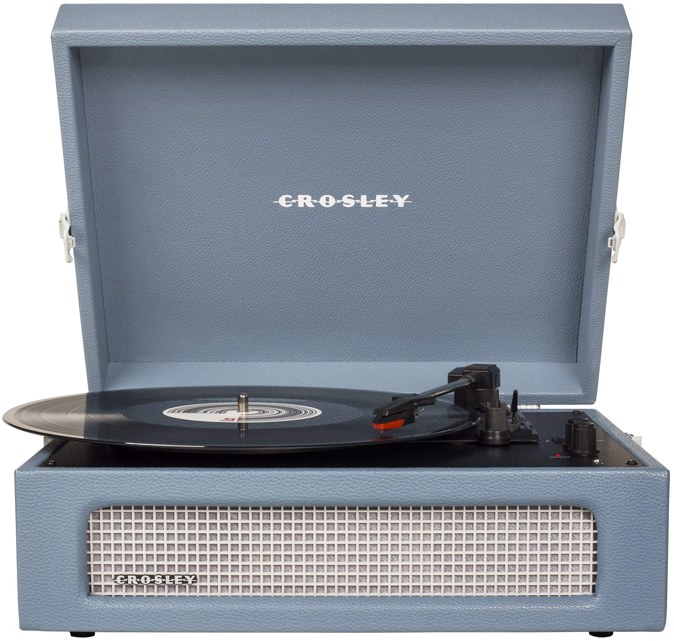 Crosley CR8017A-WB Voyager Vintage Portable Vinyl Record Player Turntable with Bluetooth Receiver and Built-in Speakers, Washed 