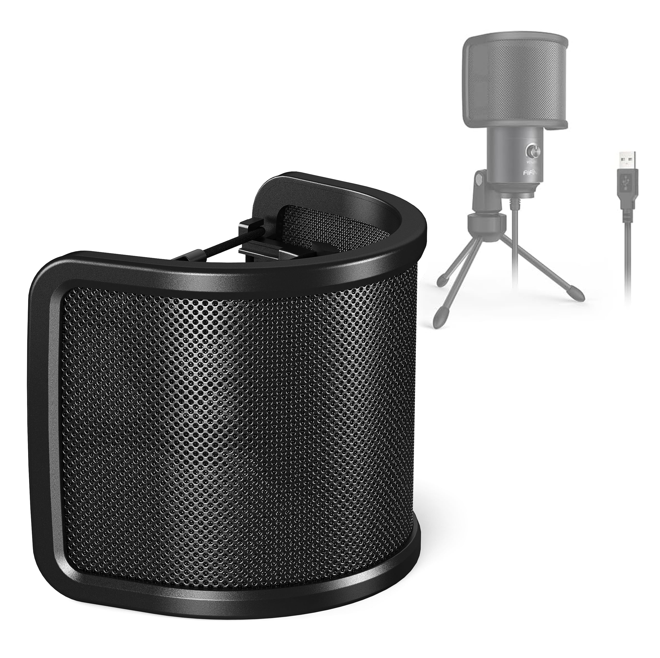 FIFINE Pop Filter Screen, Compact Microphone Pop Shield Windscreen with Metal Mesh for Recording Studio, YouTube Videos, Streami