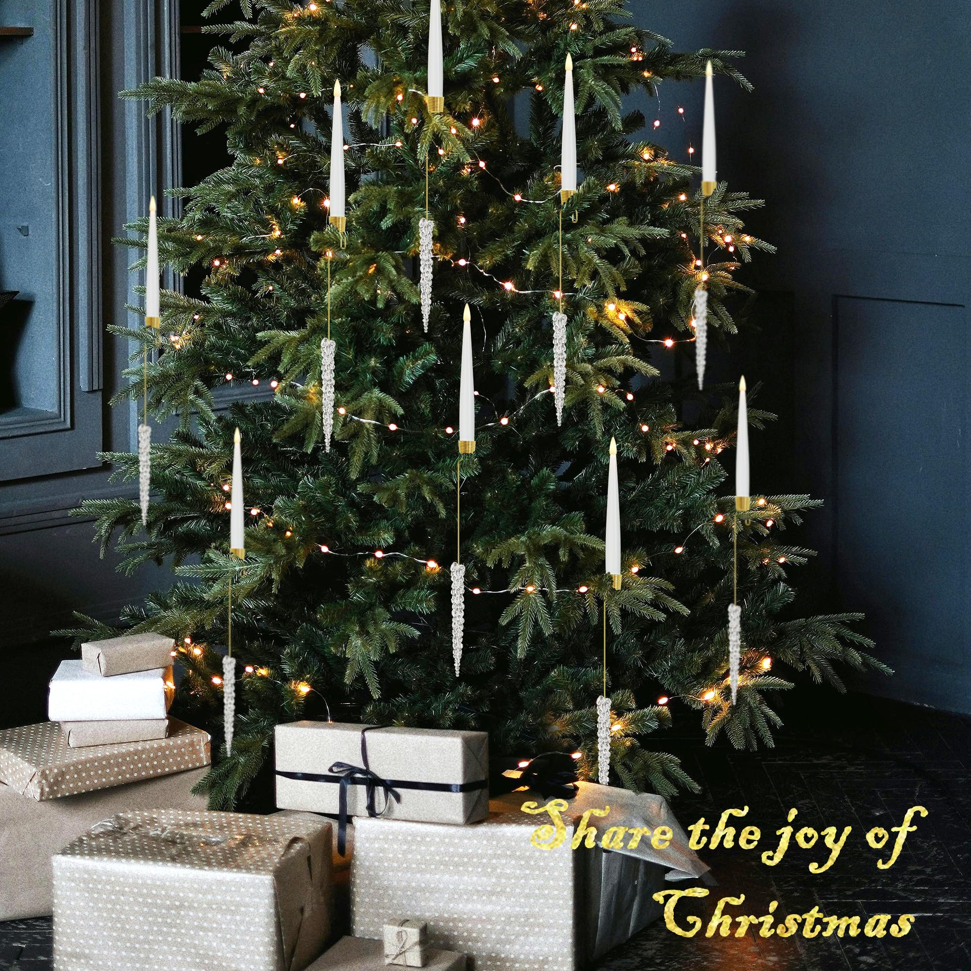 Joione Christmas Tree Candles With Hooks & Remote   12 Pack Led Flickering Flameless Candles With Timer For Christmas Tree Decor