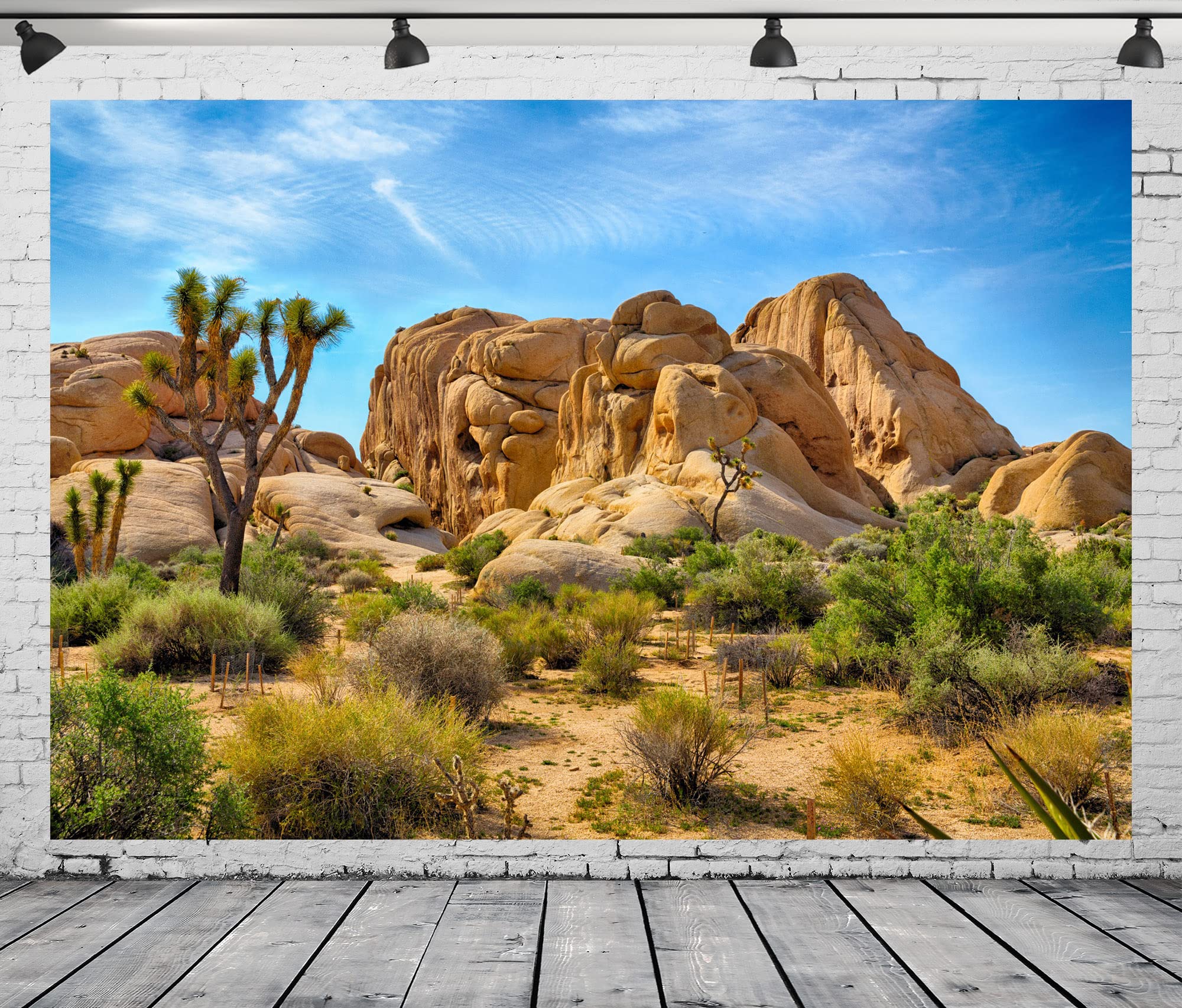Beleco 9X6Ft Fabric Desert Backdrop Joshua Tree National Park Photography Backdrop Odd Trees Rocky Mountains Natural Scenery Hol