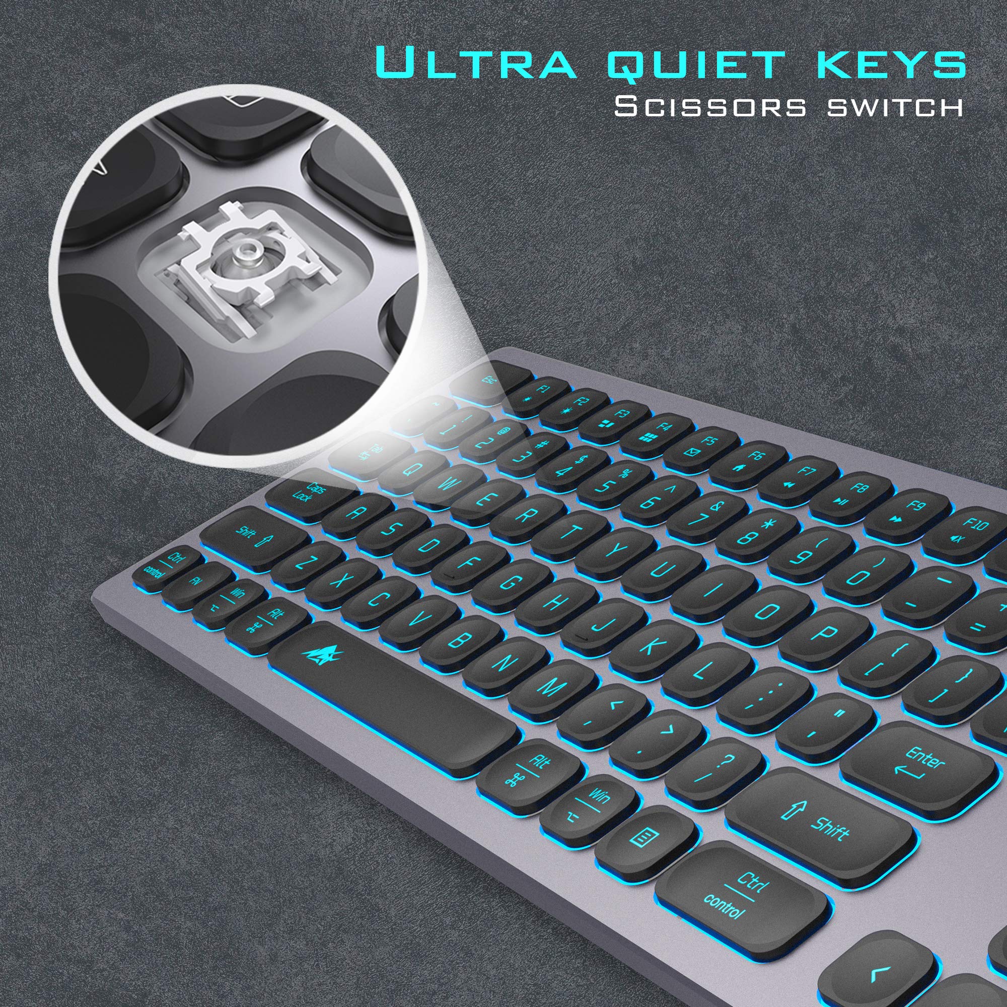 Powzan Aluminum Quiet Wired Keyboard Backlit  Slim Chiclet Keyboard Compatible With Apple Imac, Macbook, Mac And Pc, Usb Keyboar