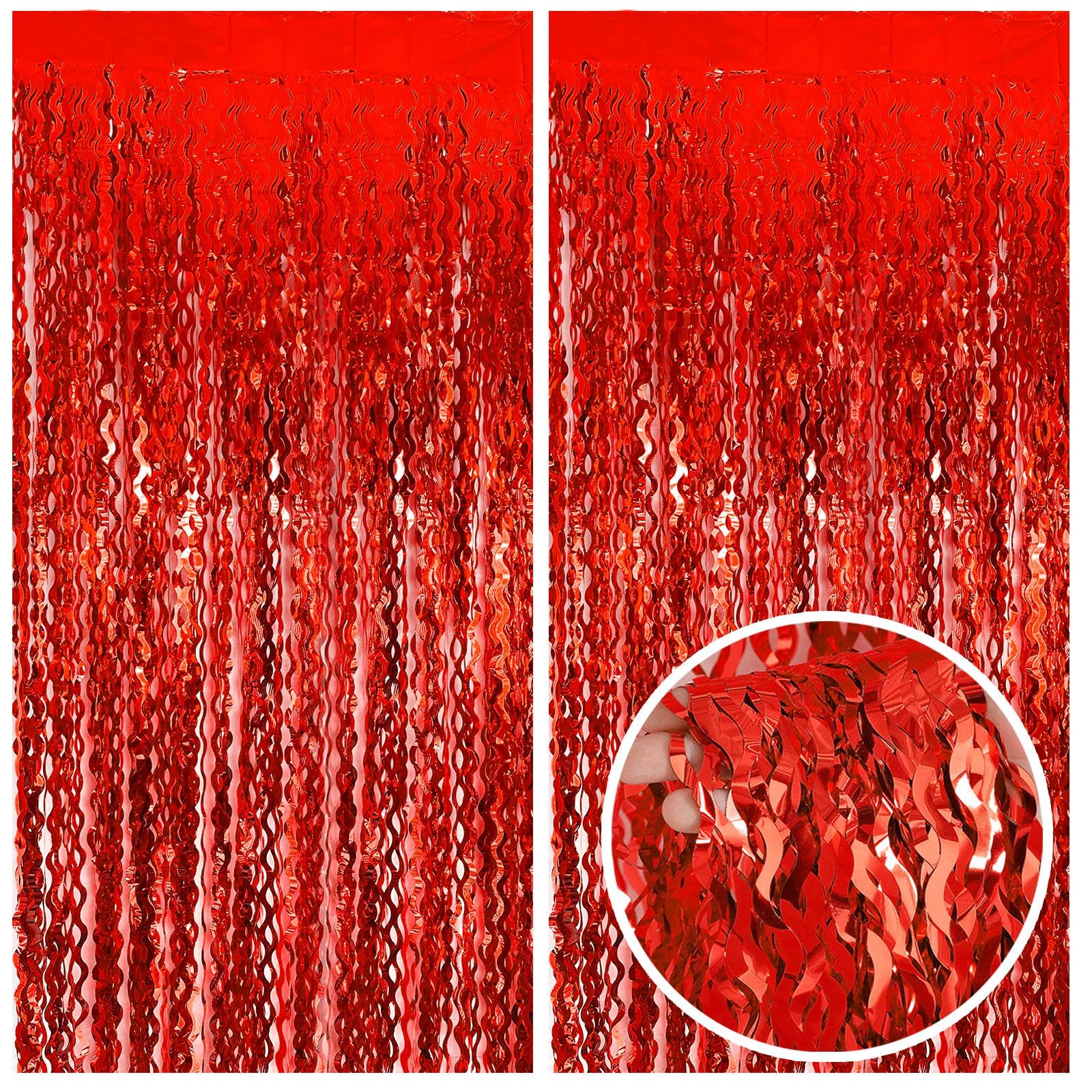 Red Streamers Party Backdrop Curtains Foil Curtains Backdrop Carnival Theme Party Decorations Red Birthday Decorations Red Gradu