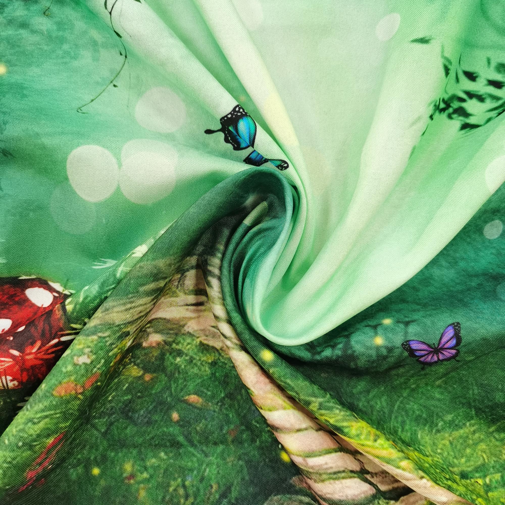 Riyidecor Enchanted Fairy Backdrop Fabric Spring Magic Garden Banner Wonderland Butterfly Wildflower 7Wx5H Feet Tree Woodland Ph