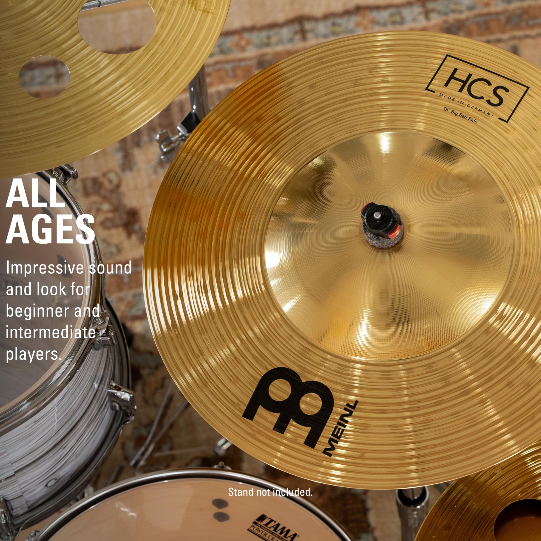 Meinl Cymbals Hcs 18    Big Bell Ride Cymbal For Drum Set   Made In Germany   Traditional Finish Brass, 2 Year Warranty (Hcs18Bb