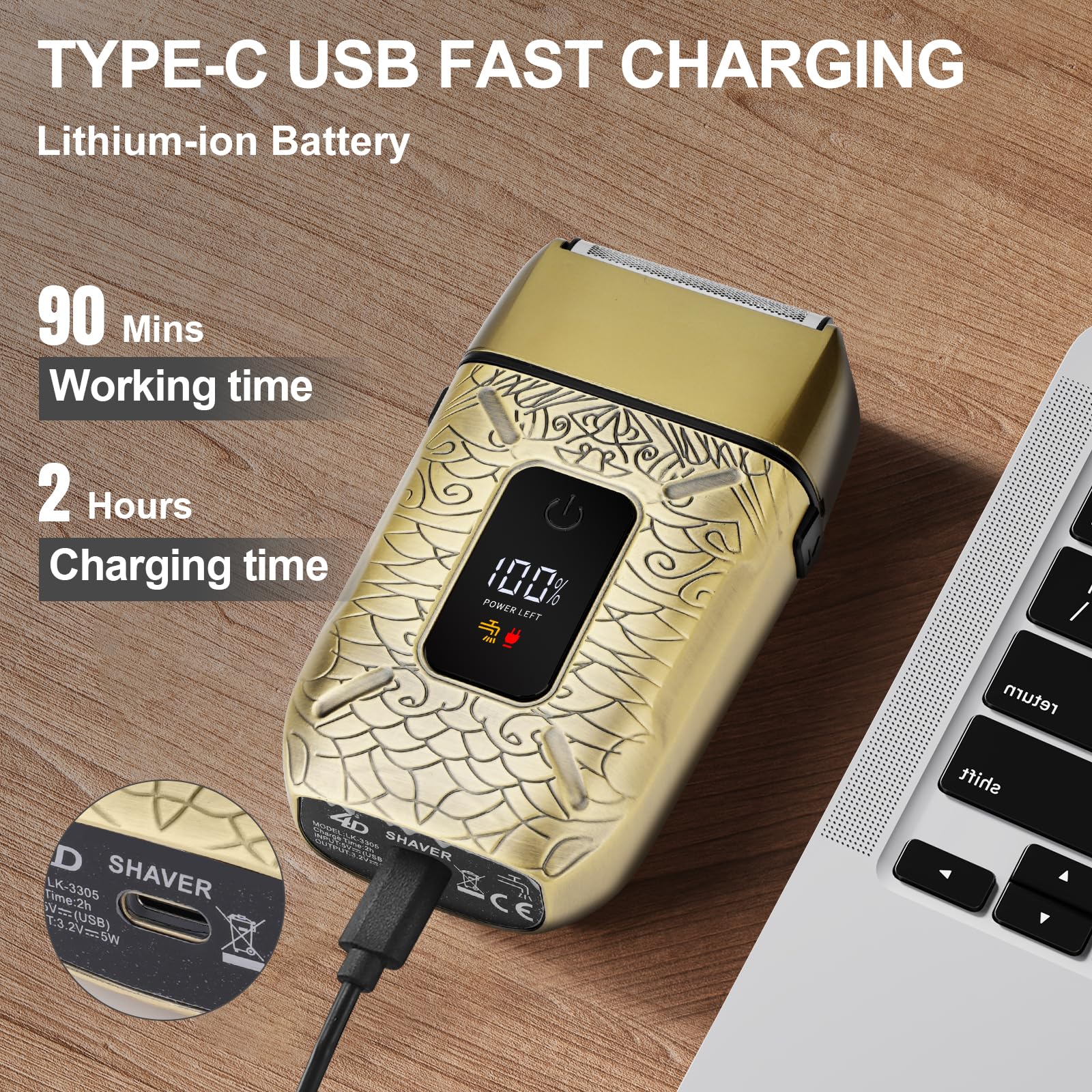 Dumite Electric Shavers For Men,Waterproof Powerful Motor Electric Razor,Head Shavers For Bald Men,Triple Foil Beard Trimmer,Bar