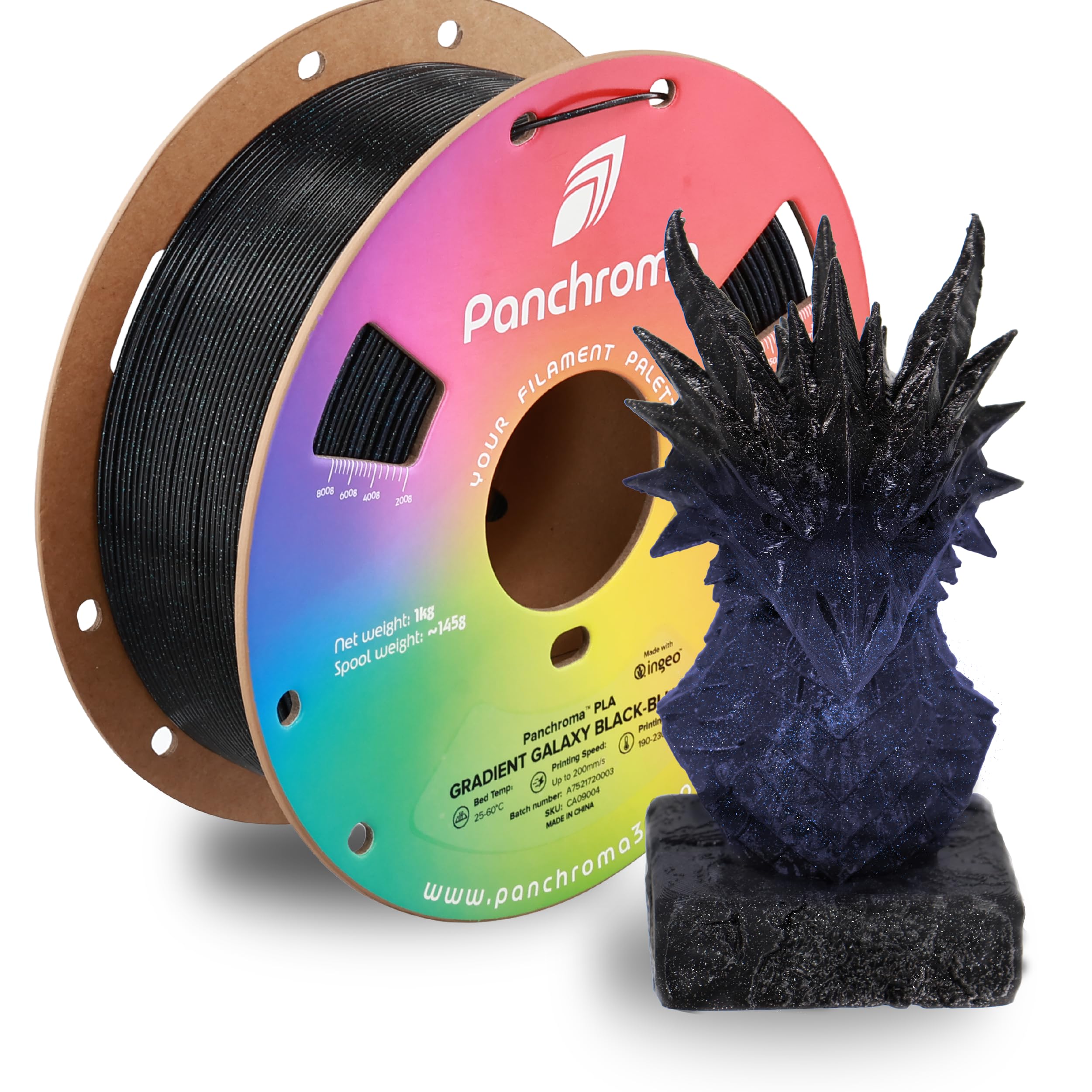 Polymaker Panchroma Gradient Galaxy PLA Black-Blue 3D Printing Filament, 1.75mm 1KG, Premium Gradient PLA, Easy to Print, AMS Co