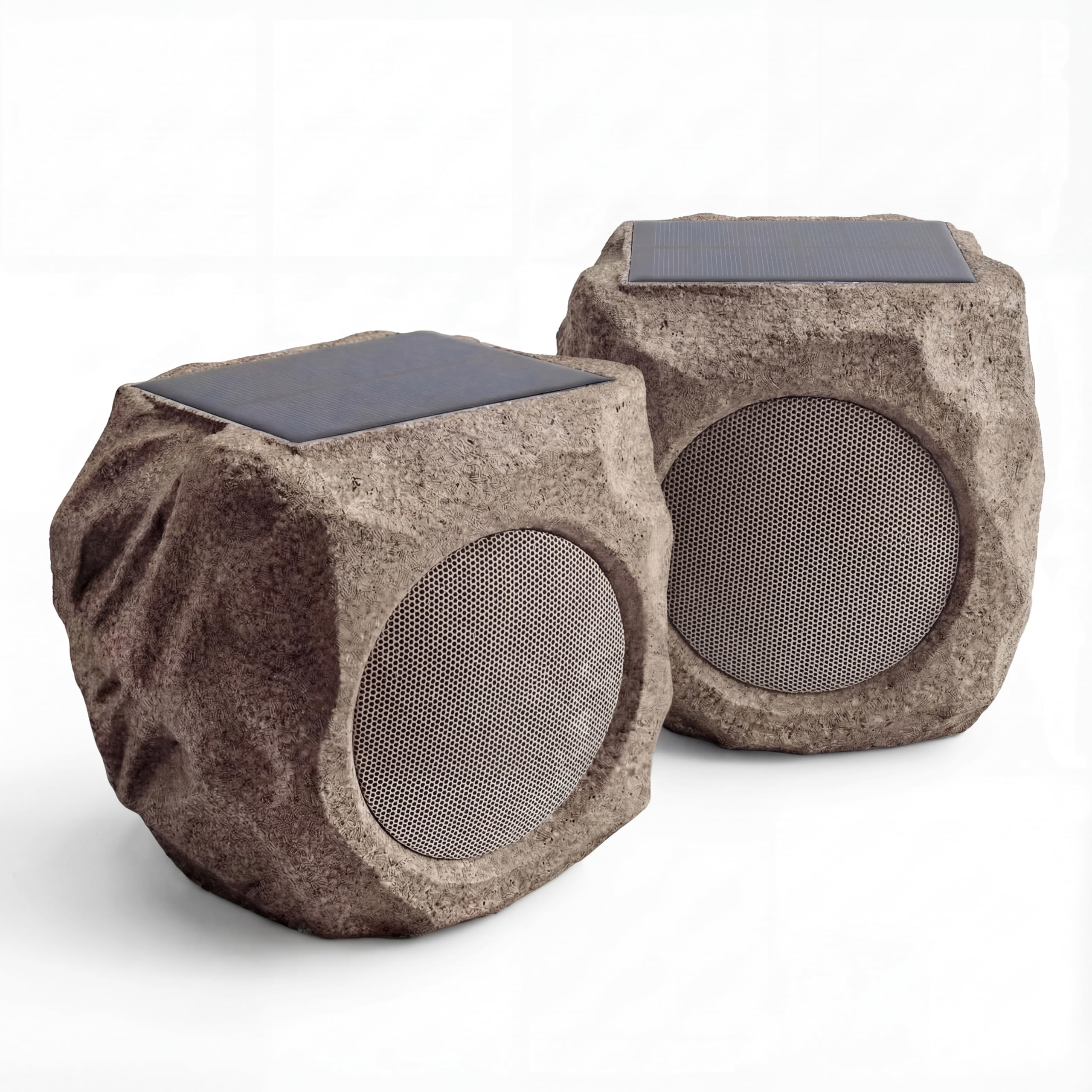 Solar Powered Outdoor Rock Speaker Bluetooth 4.5 Inch Speakers Peak 80W Deep Bass - 22 Hr Playtime Multi-Sync 200 Speakers, Blue
