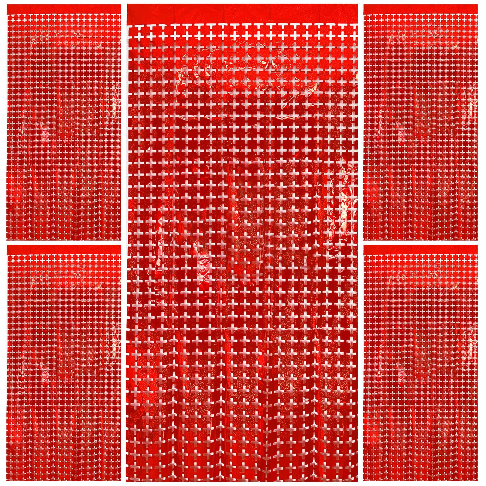 Square Tinsel Curtain Party Backdrop   5Pcs Glitter Foil Fringe Curtain Party Decor Red Photo Booth Backdrop Streamers For Hallo