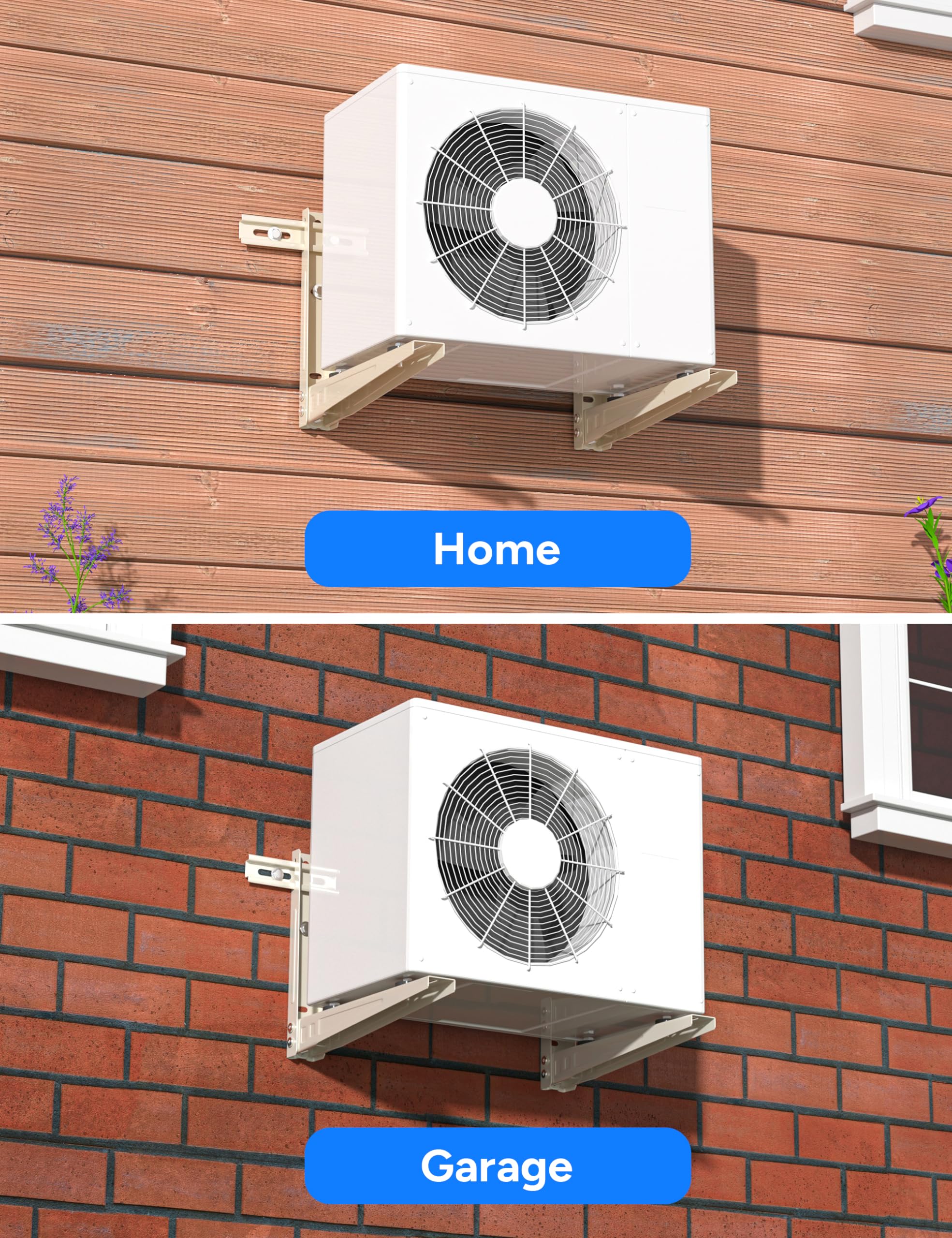 Toutgood Mini Split Wall Mounting Bracket, Heavy Duty Outdoor Wall Bracket For 7000 Btu To 12000 Btu Ductless Mini Split Air Con