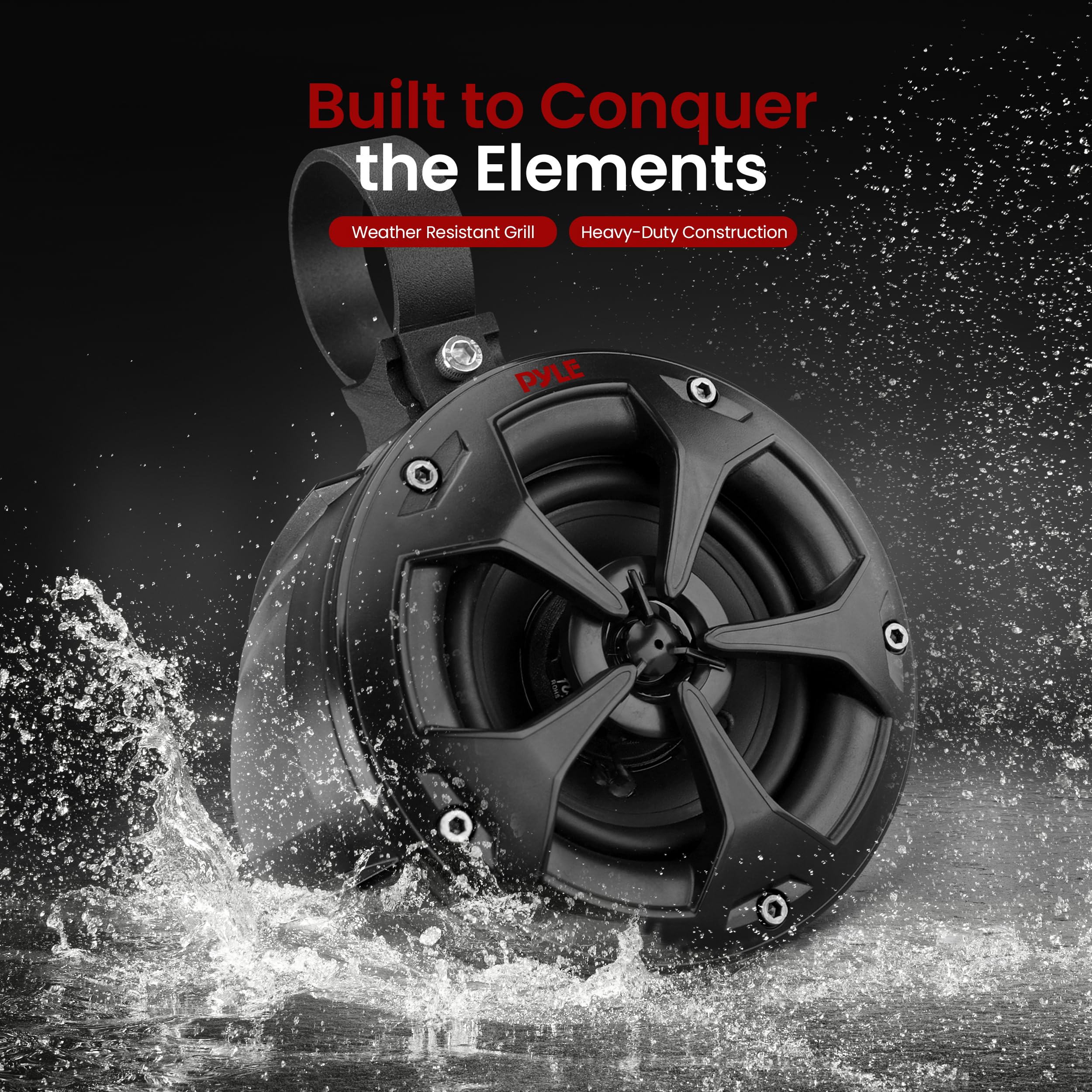 Pyle 2-Way Dual Waterproof Off-Road Speakers, 4 Inch 800 Watt Marine Grade Wakeboard Tower Speakers System, Full Range Outdoor A