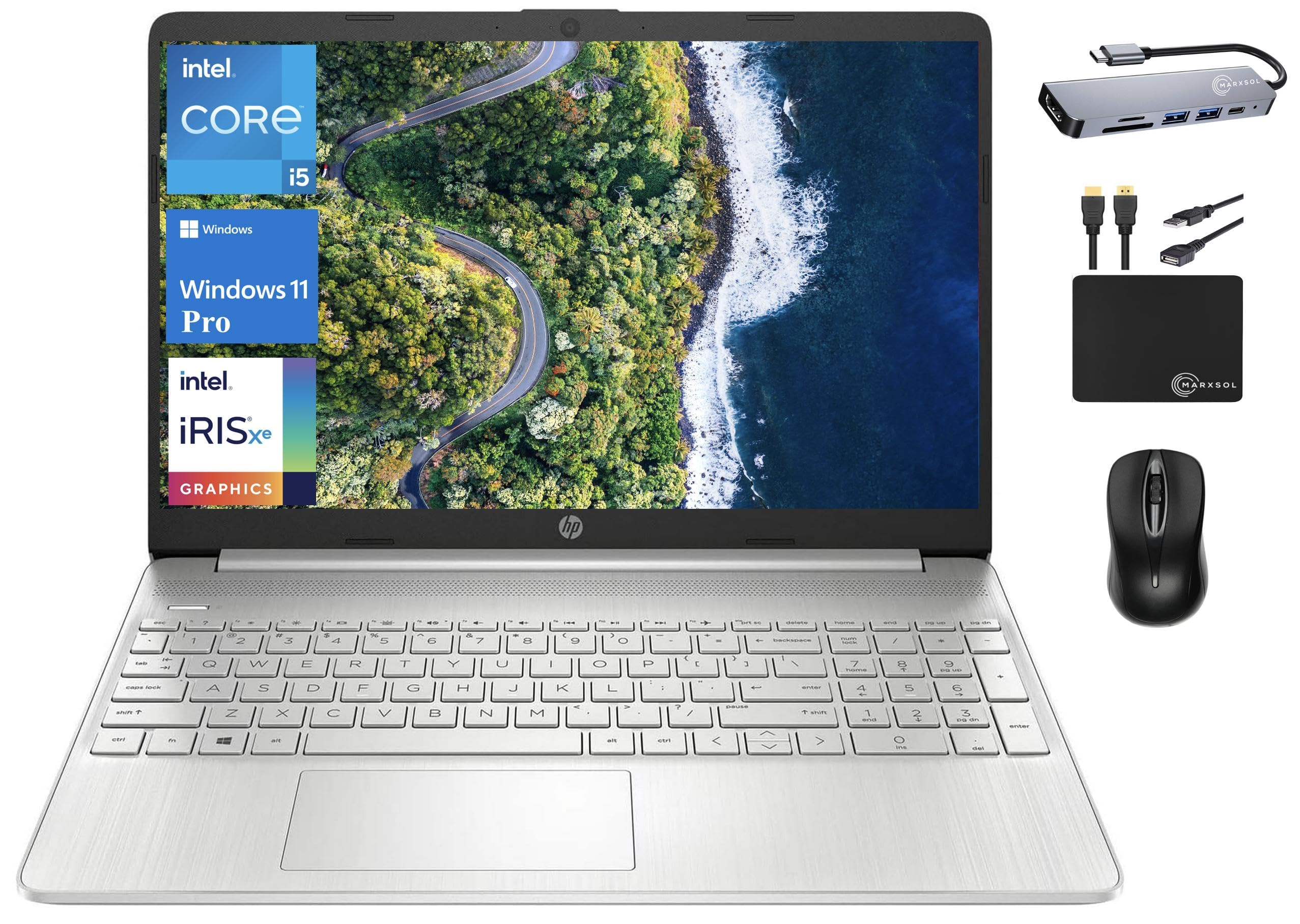 HP 15 Laptop 2024 Business Notebook, 15.6 FHD Display, Quad Core Intel i5-1135G7 (Beat i7-1065G7), Iris Xe Graphics, 64GB RAM, 2