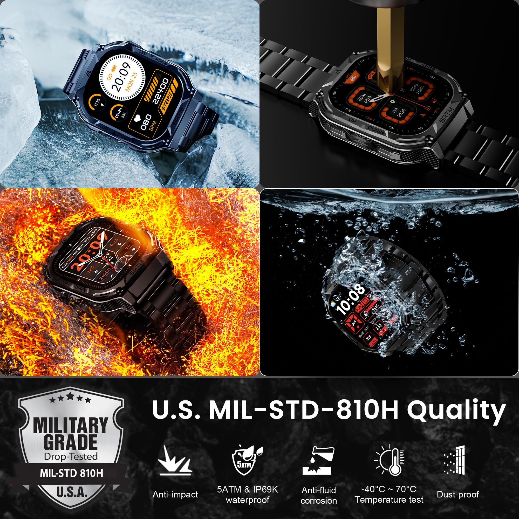 Amaztim Gps Smart Watch For Men, 6 Satellite Positioning, Compass, Stainless Steel Body, 50M Waterproof, 480Mah Extra-Large Batt