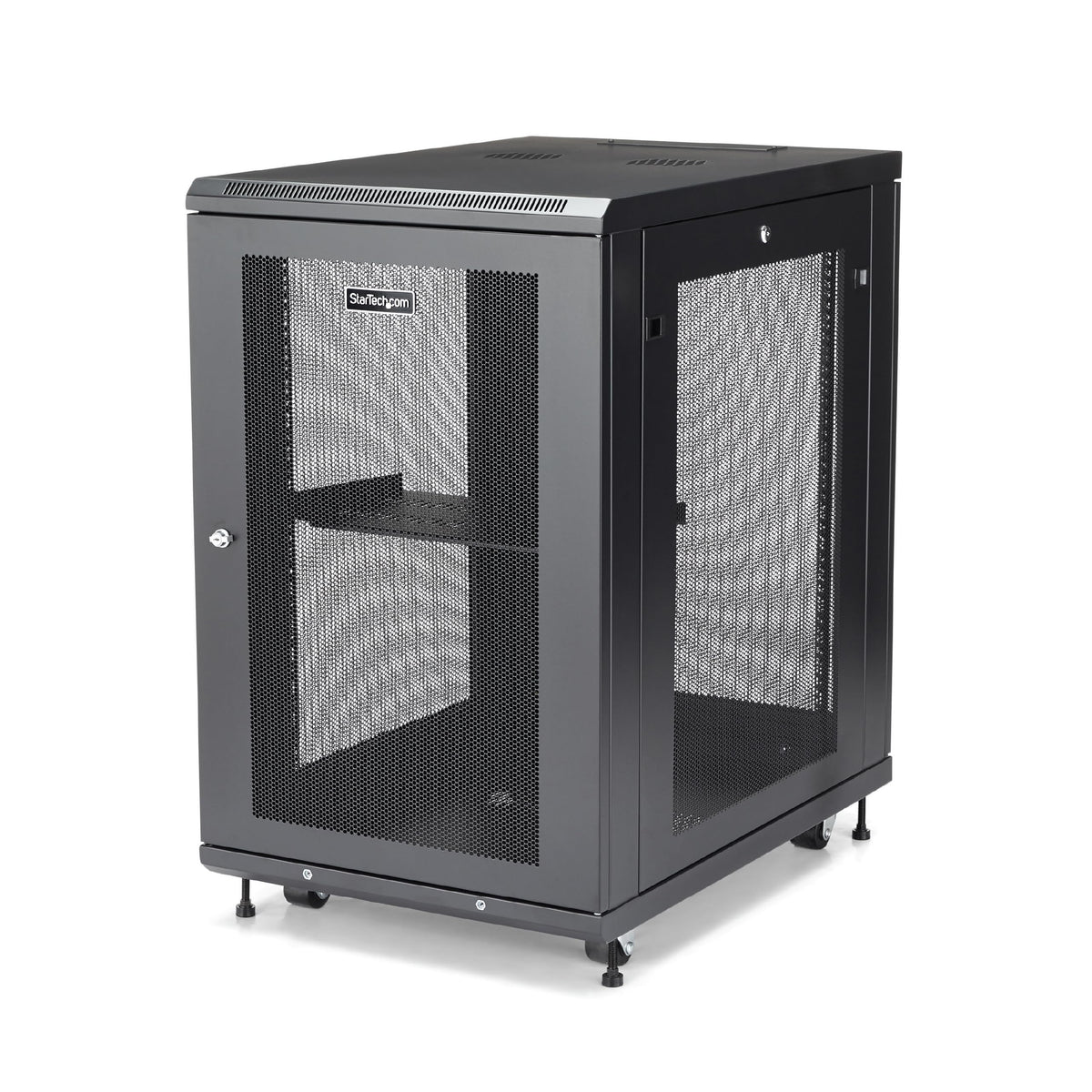 StarTech.com 4-Post 18U Server Rack Cabinet, 19' Data Rack Cabinet for IT / Network Equipment, with Adjustable Mounting Rails