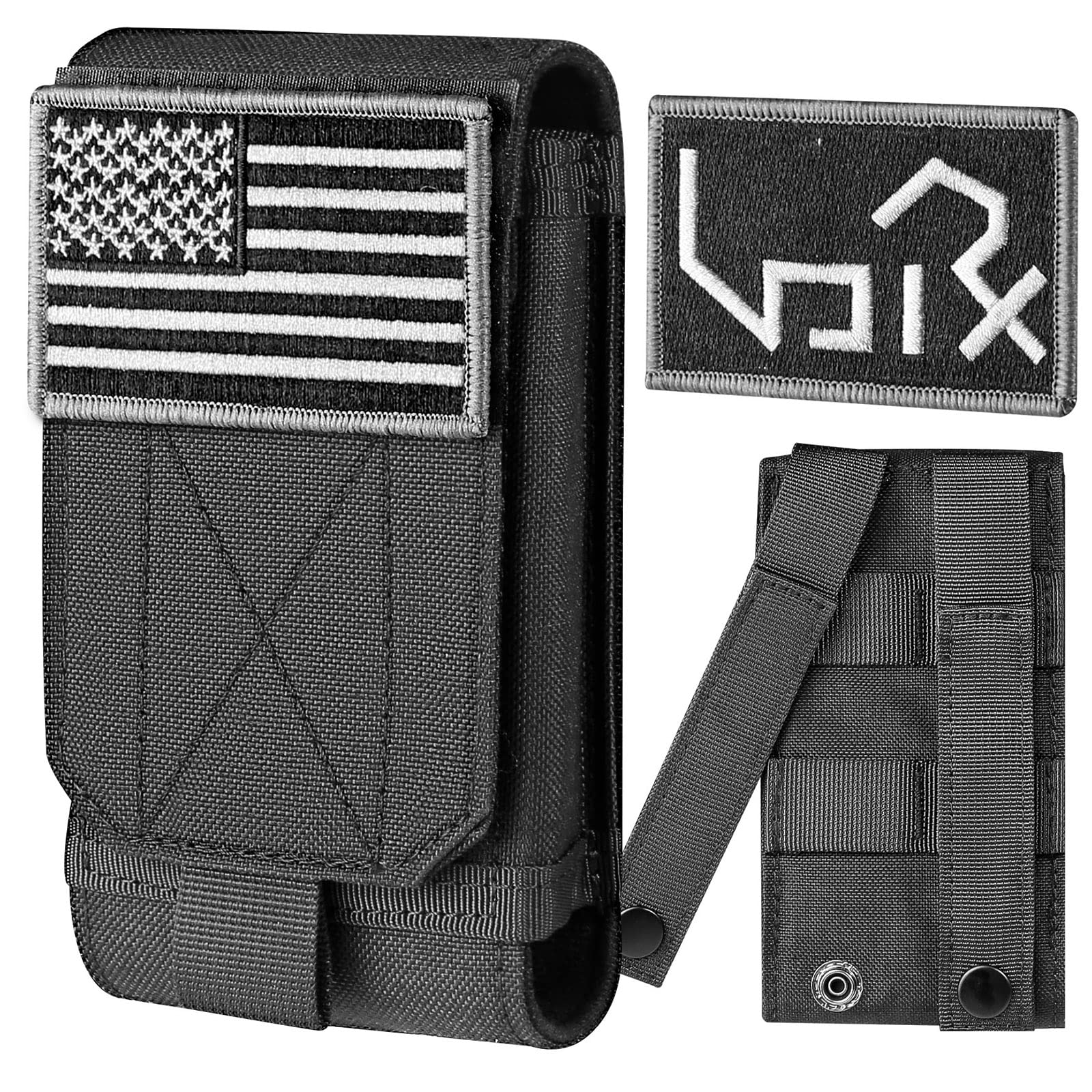 Urvoix Molle Phone Pouch For Belt, Tacitcal Cell Phone Holster Bag Cover Case For Iphone 16 Pro Max/15 Plus, With Patches
