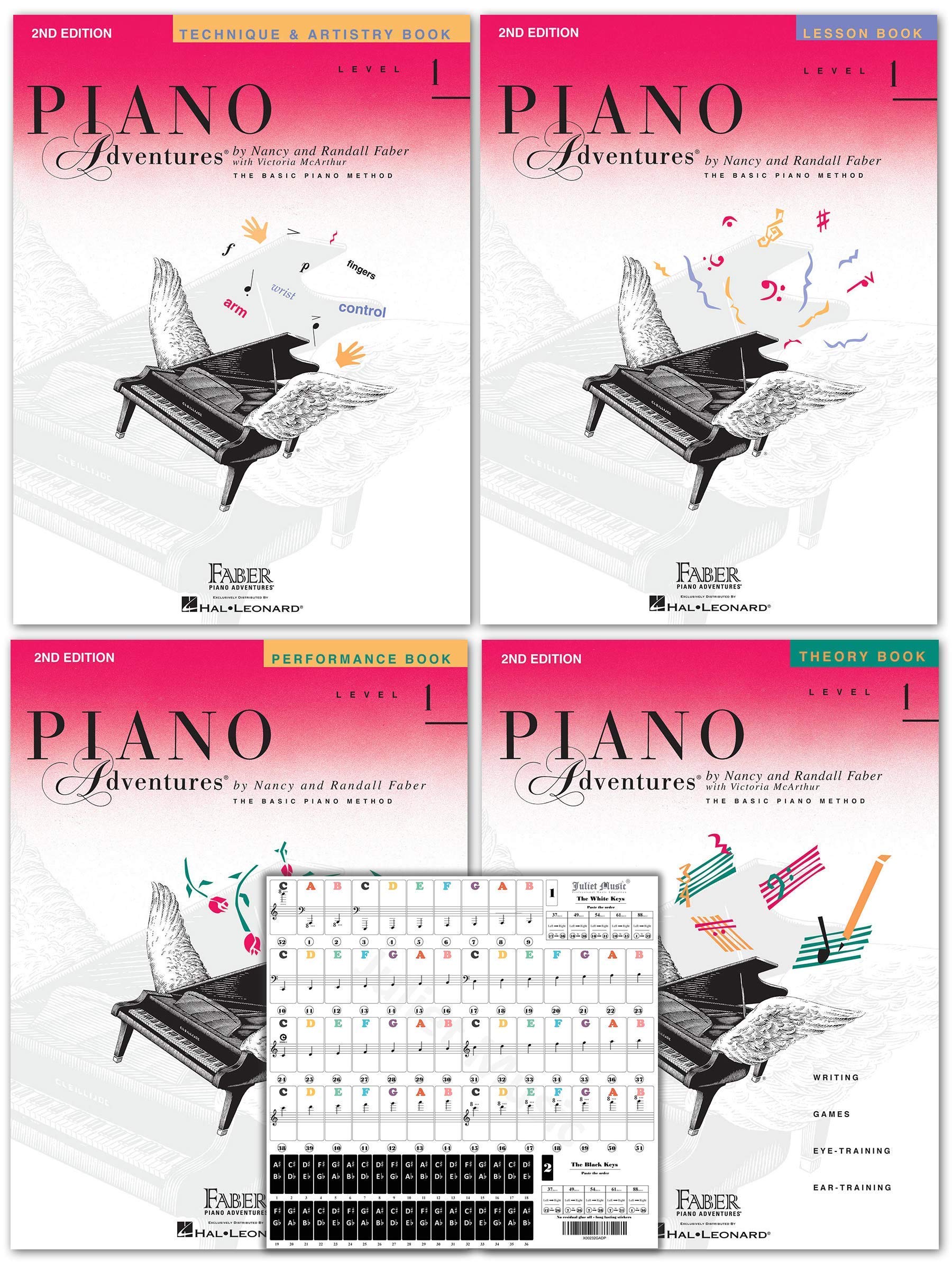 Piano Adventures Level 1 2nd Edition Bundle Set By Nancy Faber - Lesson, Theory, Performance, Technique & Artistry Books & Julie