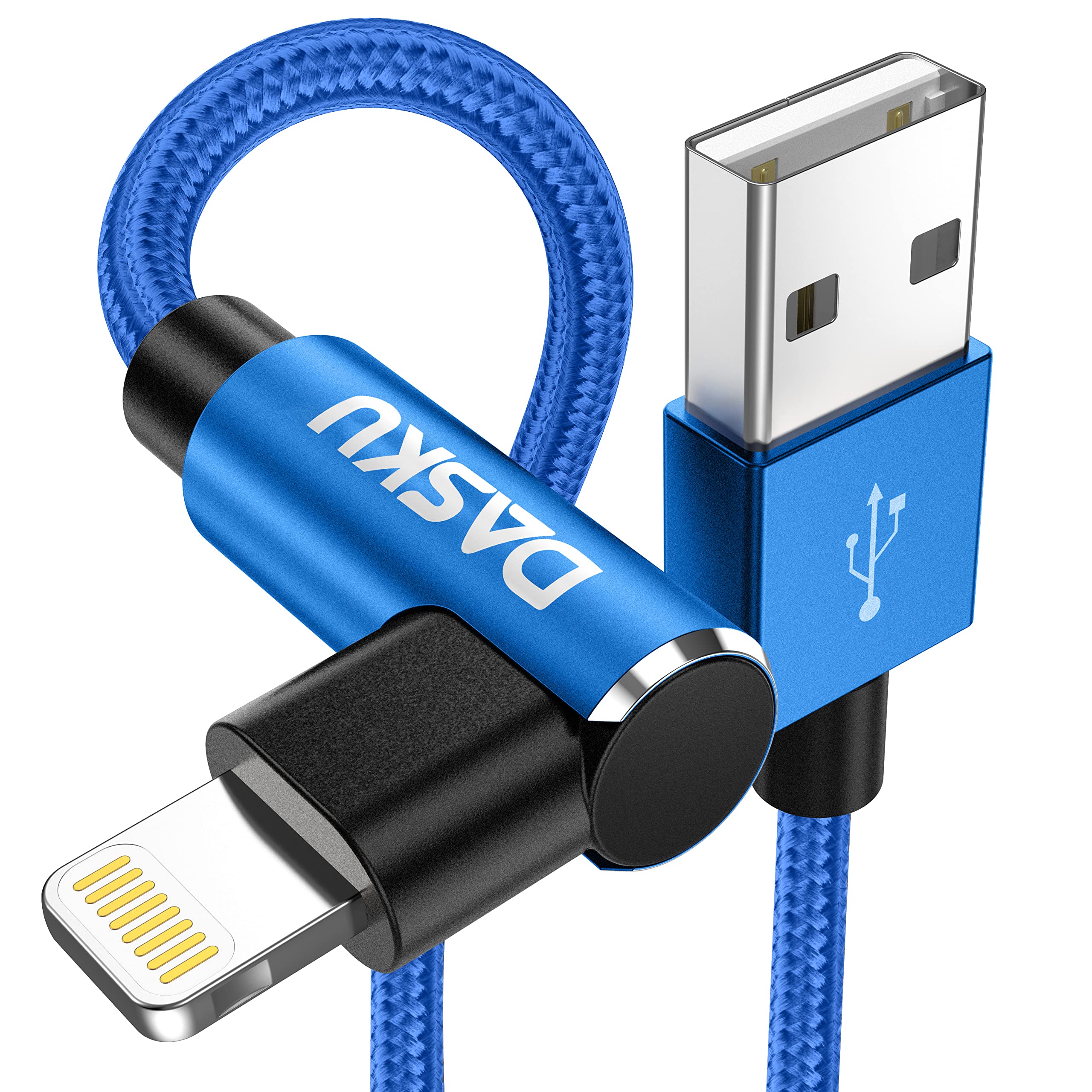 90 Degree Iphone Charger 10Ft 2Pack [Mfi Certified] Usb Lightning Cable 10 Foot Right Angle Nylon Braided Apple Charging Cord Co