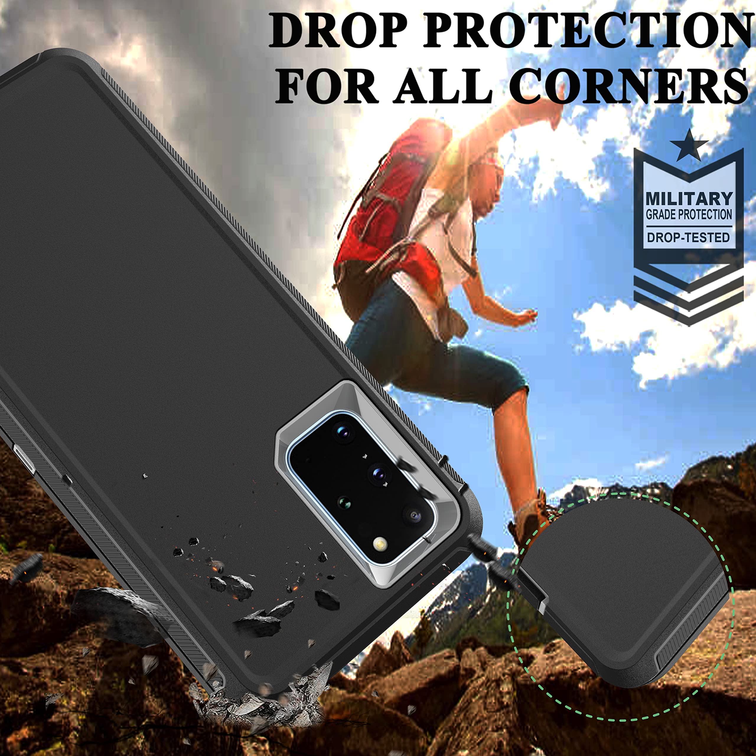 Ymhxcy Three Layer Protection Series Case For Samsung Galaxy S20 Plus 6.7 Inch,With [ Flexible Tpu Film And Camera Lens Film] 2