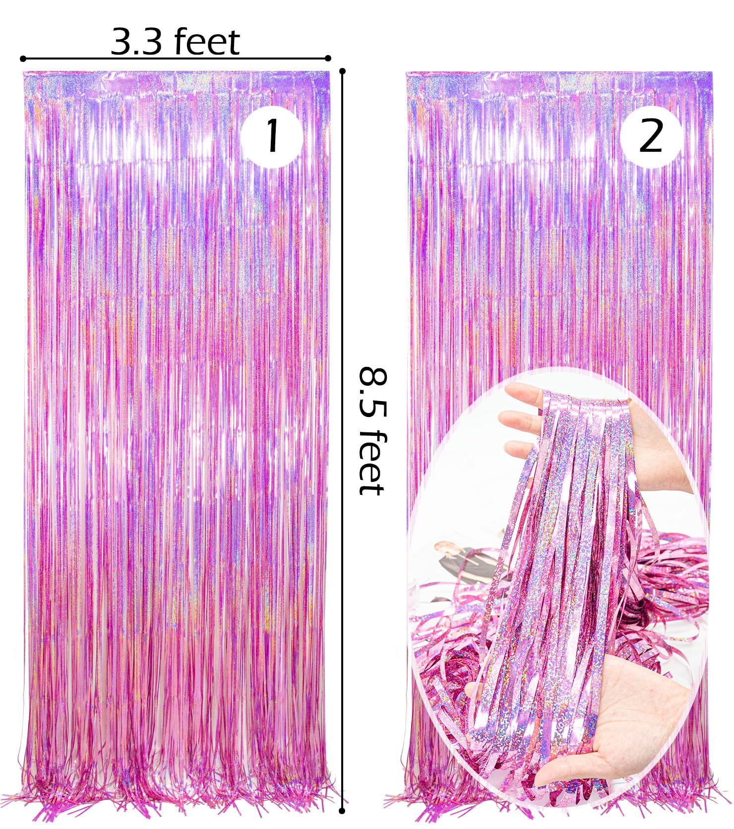 Sharonlily Glitter Pink Foil Fringe Curtain Party Backdrop   2 Pack Of 3.2X8.2 Ft Backdrop Metallic Tinsel Streamers For Princes