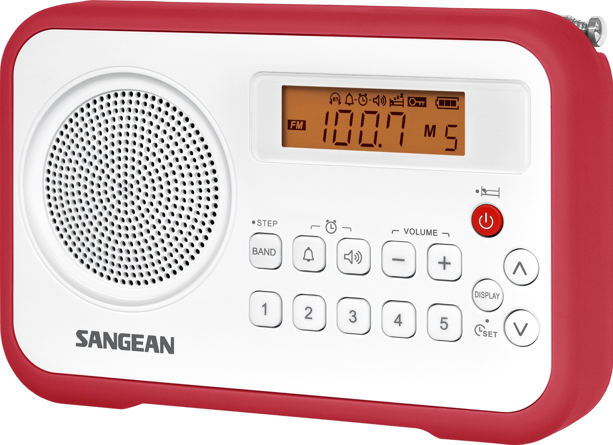 Sangean Pr D18Rd Am/Fm/Portable Digital Radio With Protective Bumper (White/Red)