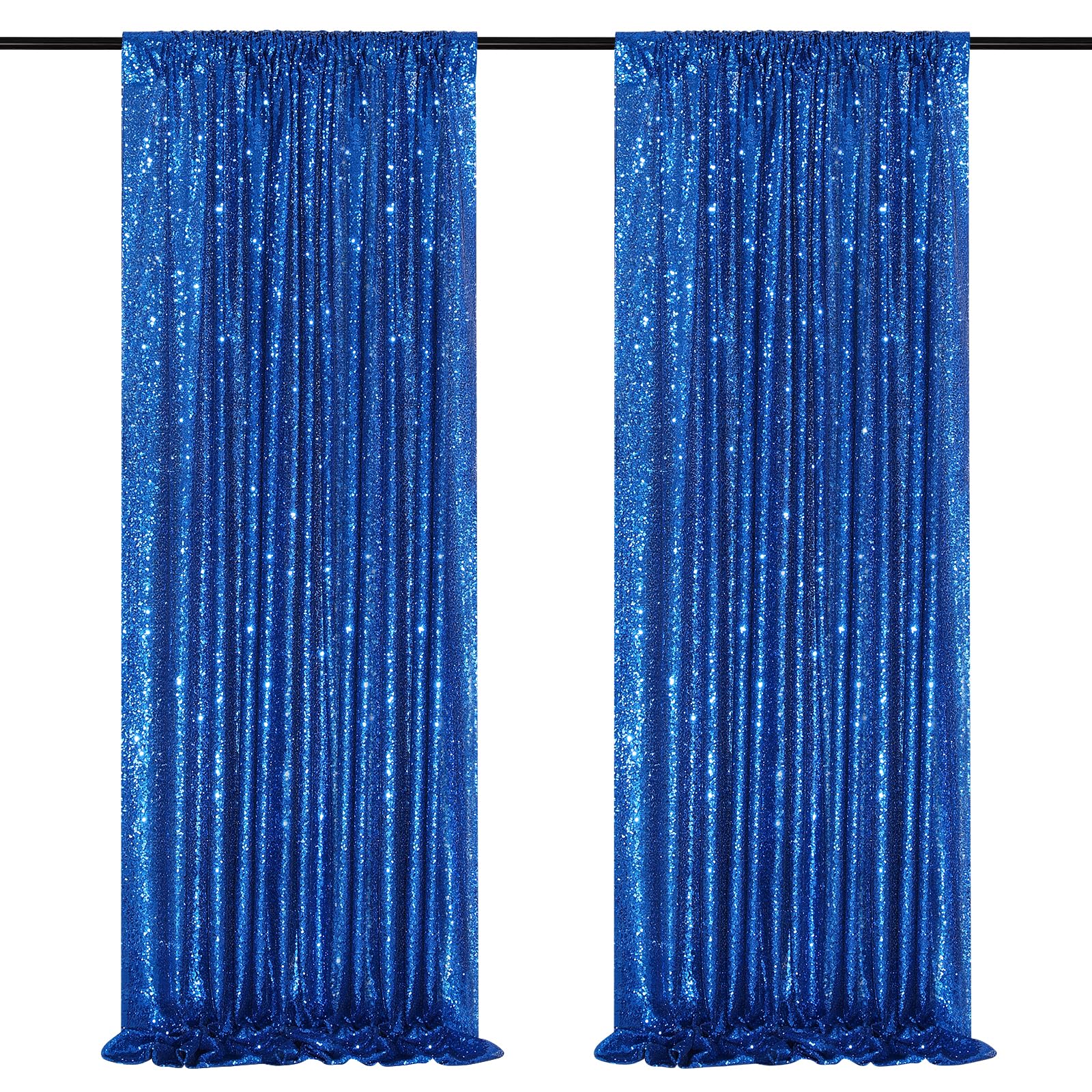 Royal Blue Backdrop Curtain Panels 2 Pieces 2Ftx8Ft Sequin Party Background For Birthdays Independence Day Theme Decorations