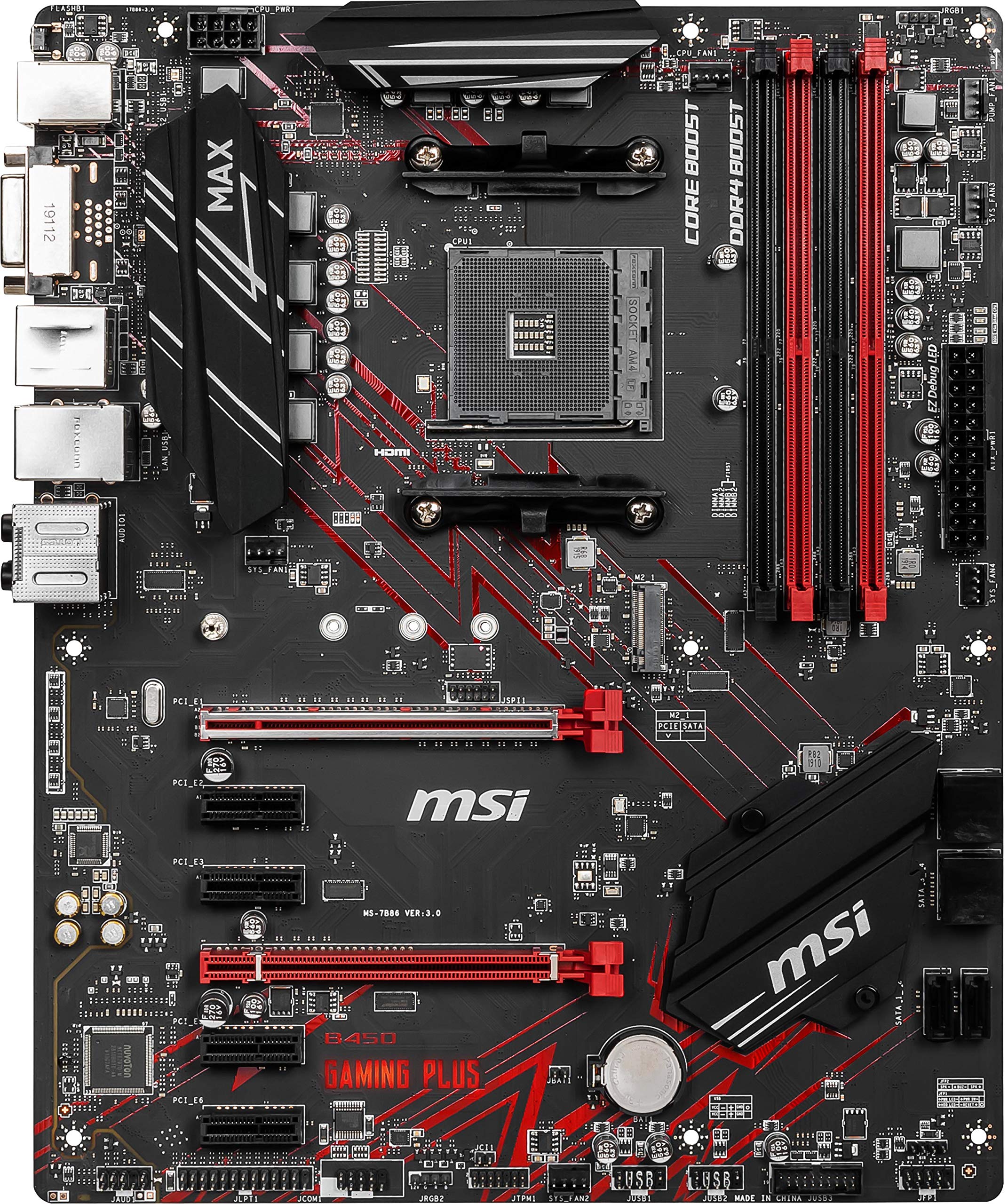 Msi Performance Gaming Amd Ryzen 2Nd And 3Rd Gen Am4 M.2 Usb 3 Ddr4 Dvi Hdmi Crossfire Atx Motherboard (B450 Gaming Plus Max)