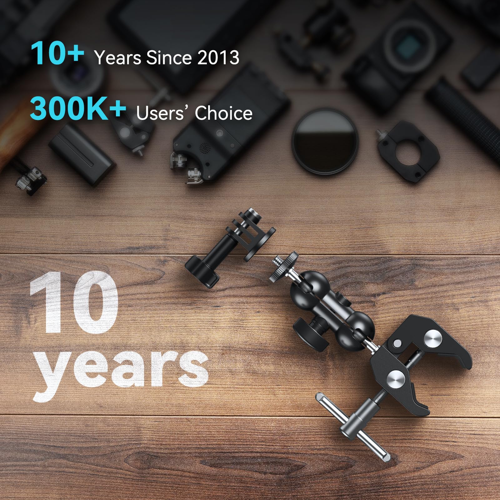 Smallrig Super Camera Clamp Mount, Double Ball Head Magic Arm Adapter, Fence/Desk/Tripod Mount For Monitor/Light/Camera, For Ins