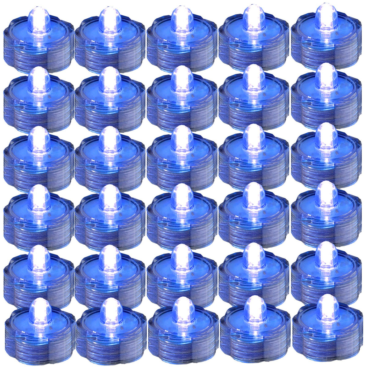 Jytrend Bright Led Floral Tea Light Vase Submersible Lights For Party Wedding (Blue, 30 Pack)