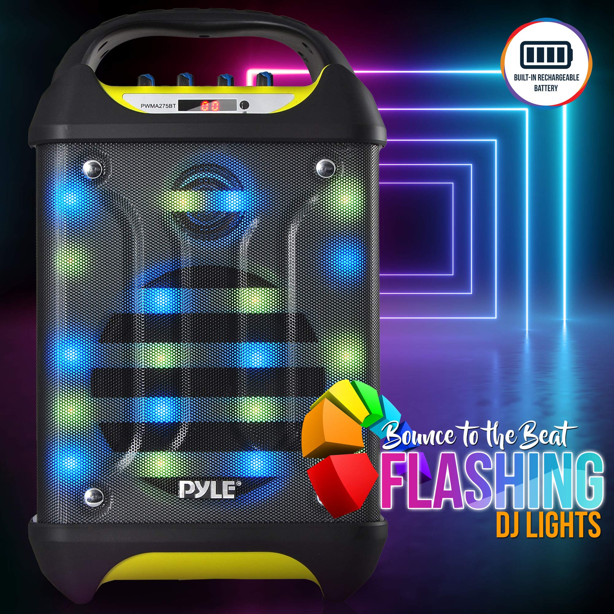Pyle Portable Bluetooth Karaoke Speaker System   Audio Recording Function, 32 Gb Usb/Sd Card Support, Built In Rechargeable Batt