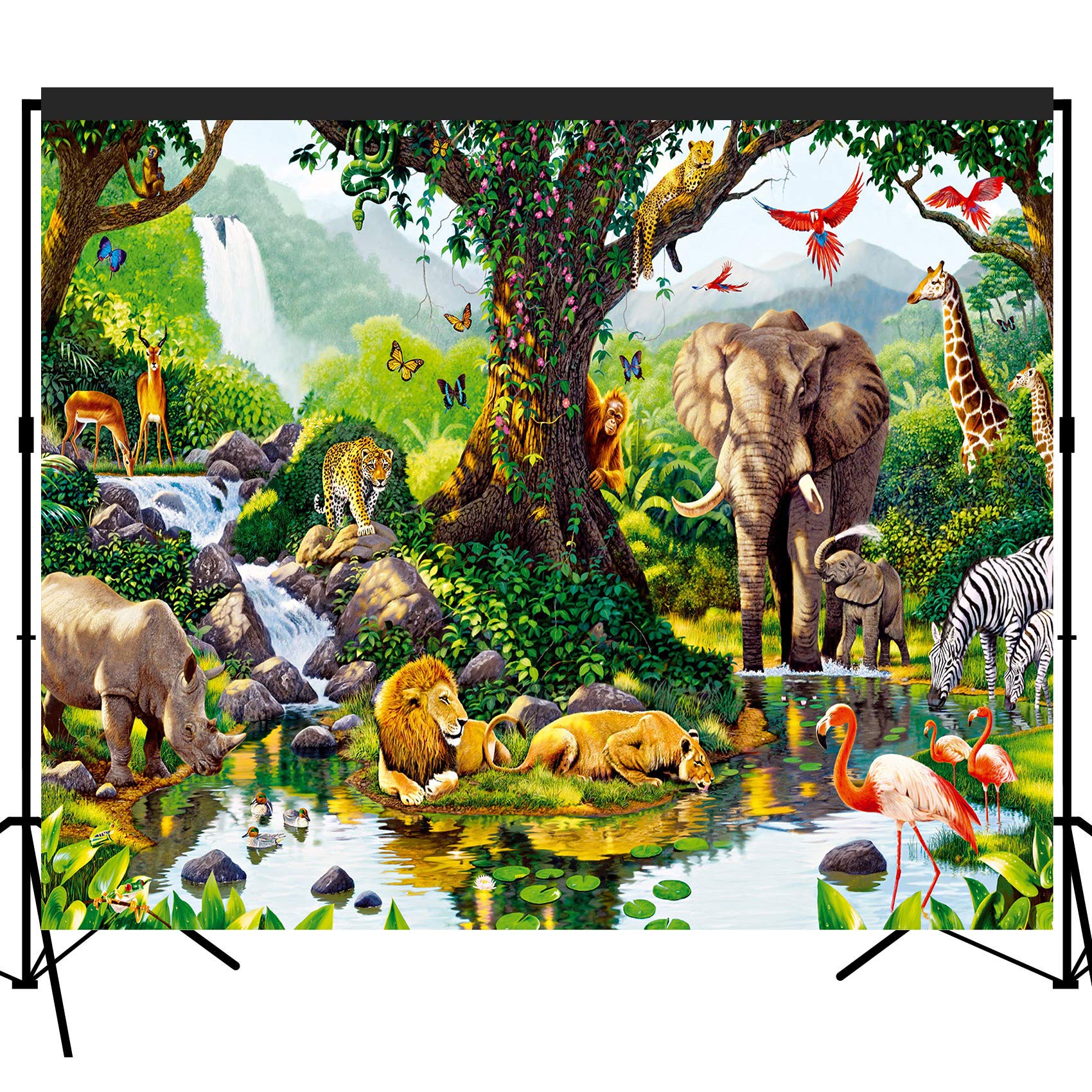 Tropical Rain Forest Jungle Adventure Scenic Backdrop Large Banner Photography Studio Fabric Background Photobooth Prop 7X6Feet