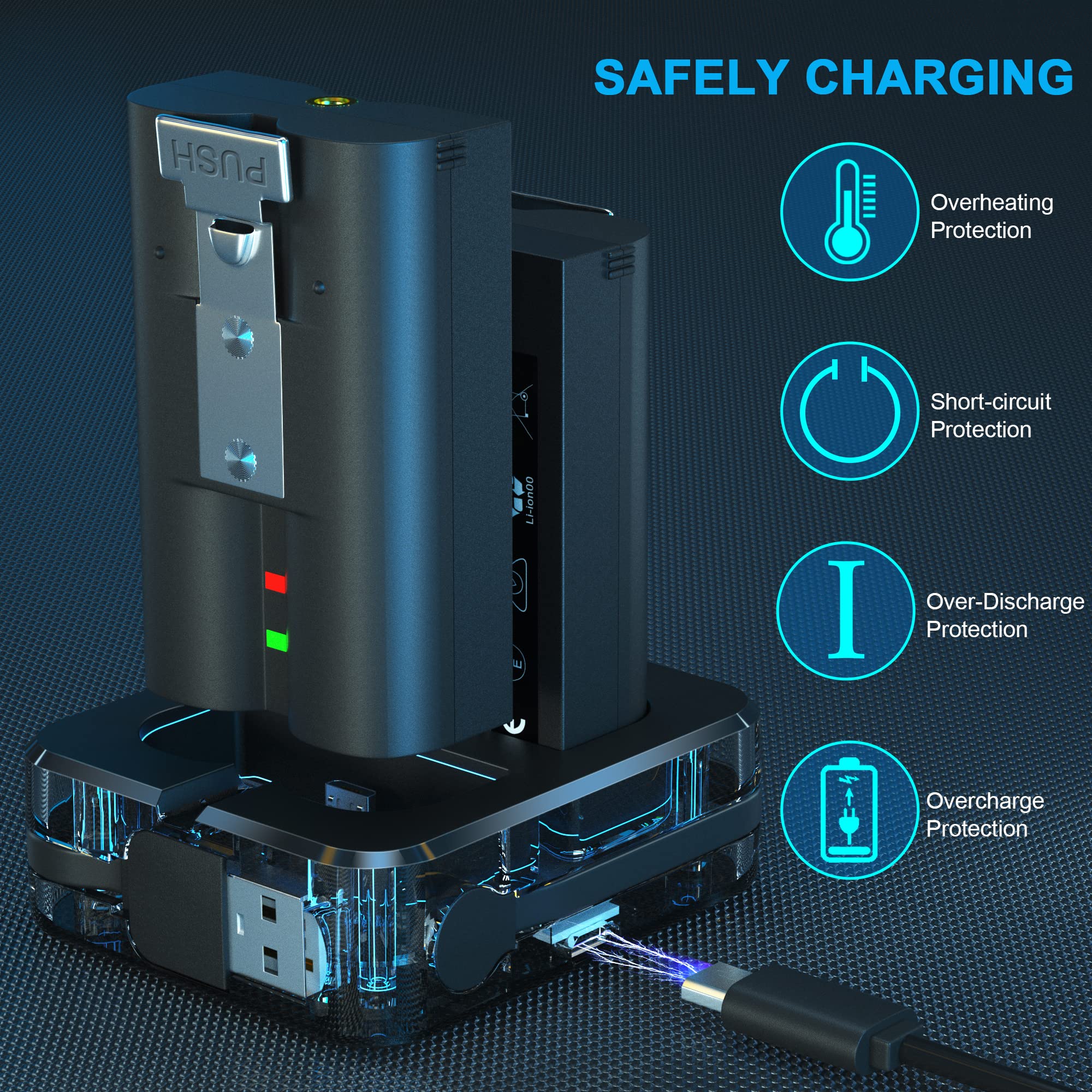 2 Packs 6040Mah Rechargeable Battery And Dual Usb Charging Station Compatible With Ring, For Video Doorbell 2/3/4 And Spotlight