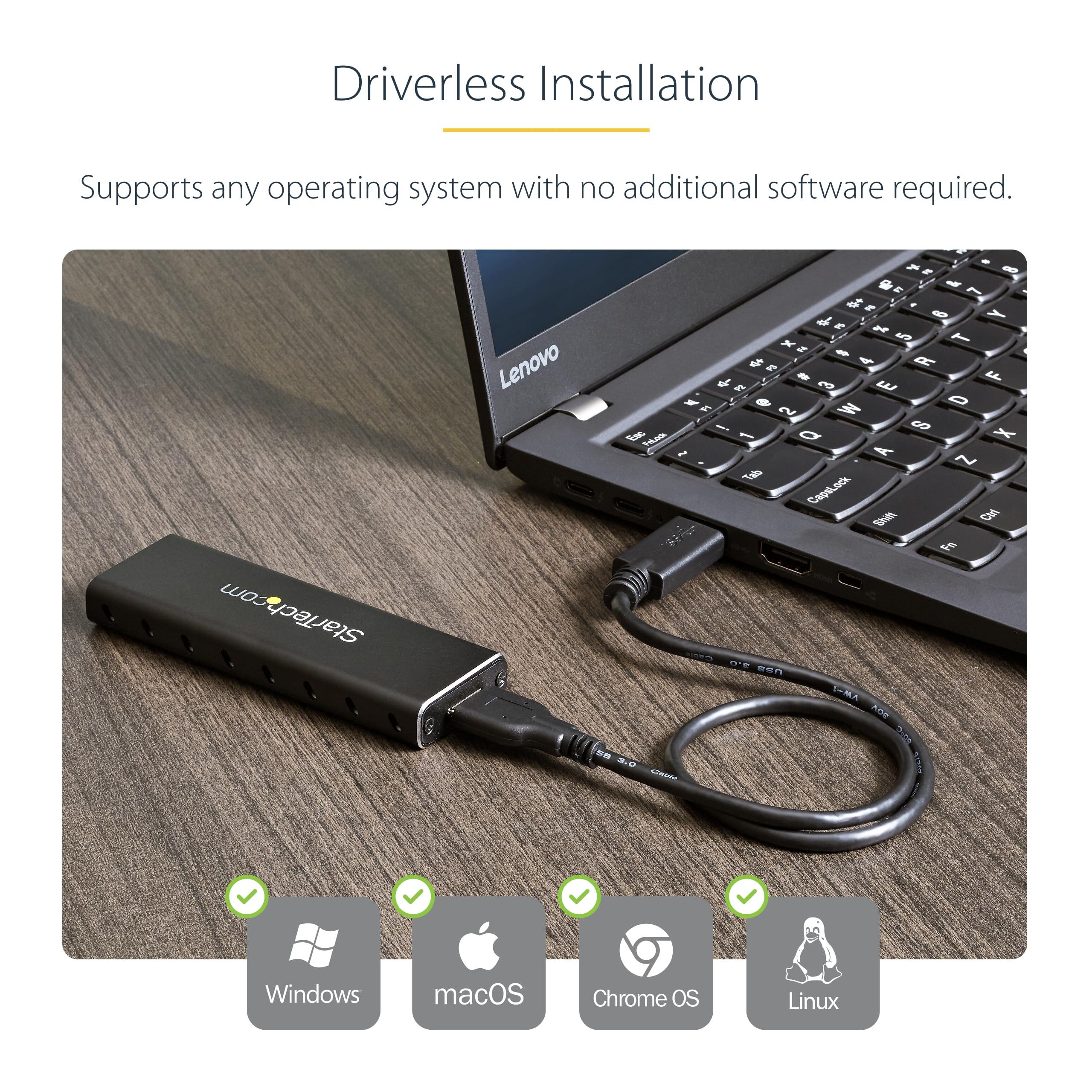 Startech.Com M.2 Ssd Aluminum Enclosure To Usb 3.0 (5Gbps) With Uasp - Black - M.2 Ngff Sata With B Key & B+M Key - External M.2