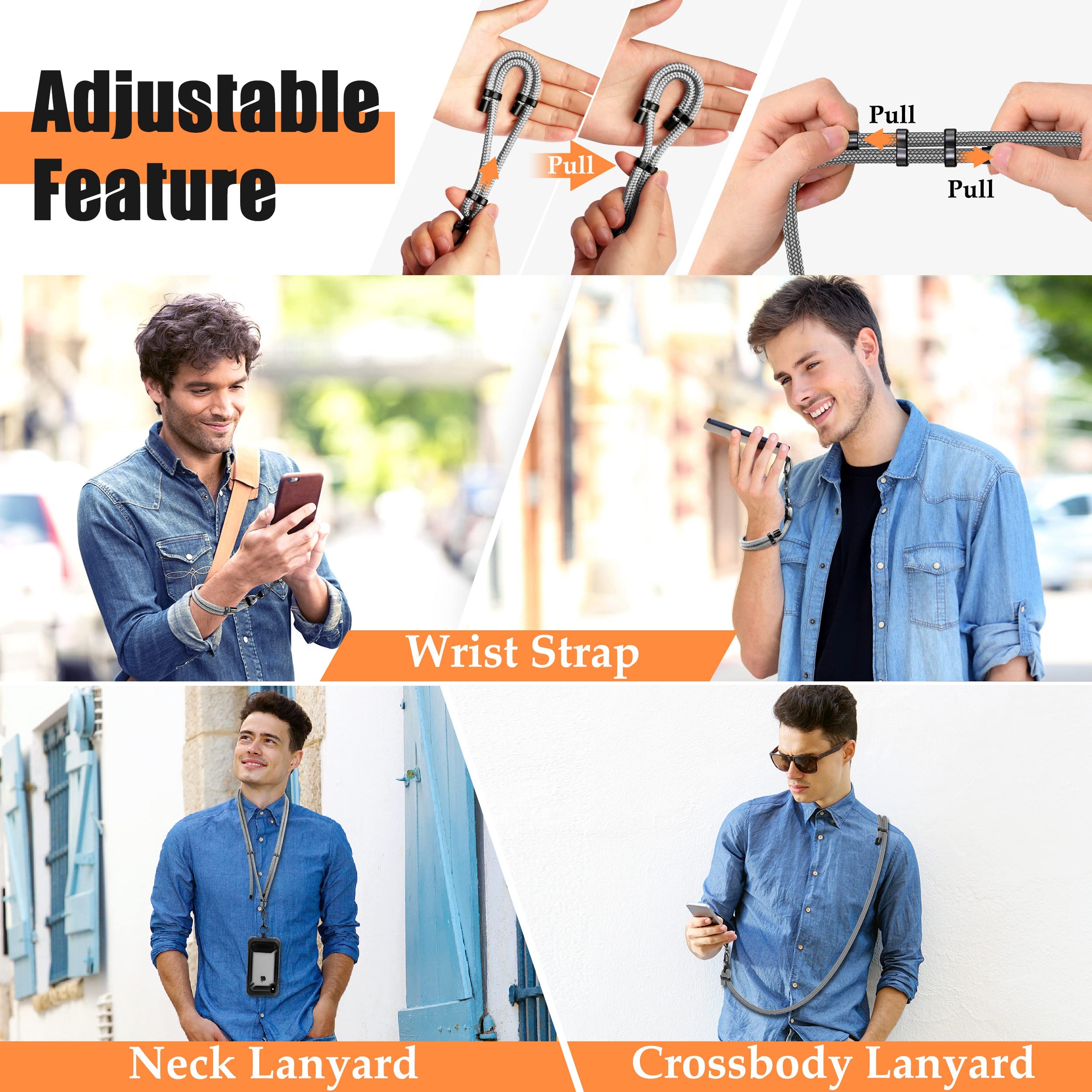 Kaptron Universal Phone Lanyard With Wrist Strap, Adjustable Crossbody Cell Phone Lanyard Neck Strap And Wristlet Strap With 2 L