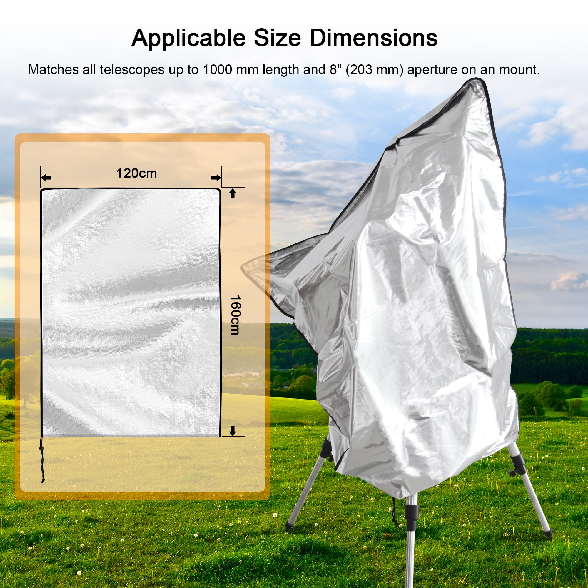 Astromania Protective Telescope Cover With Fixing Strap, Diameter 30.1''   Protect Your Telescope Against Dust, Moisture And Mor