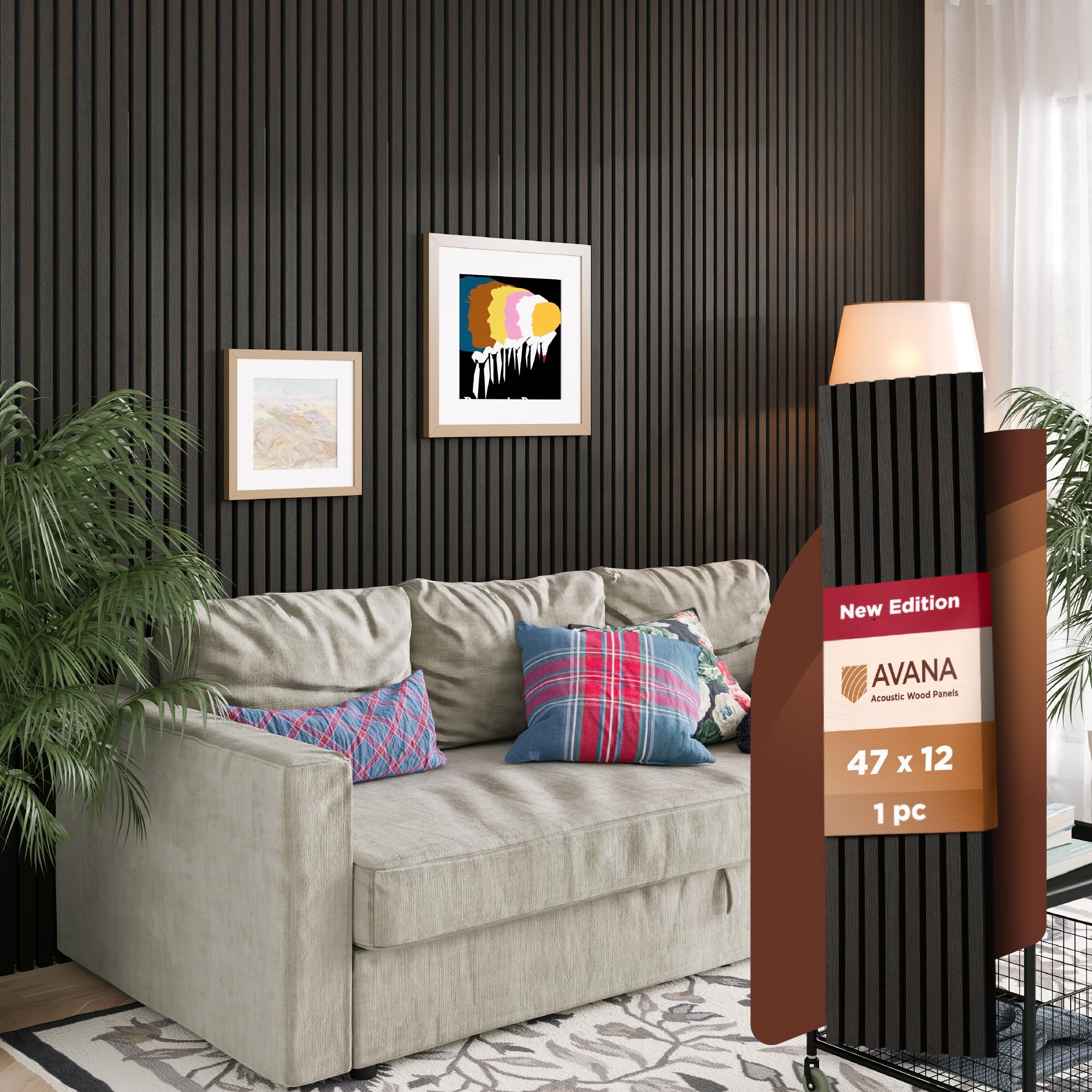 Avana Acoustic Wood Wall Panels   47.2 X 12.6 Inch Smoke Oak Acoustic Panels 1 Pc   Wall Panels For Interior Wall Decor For Home