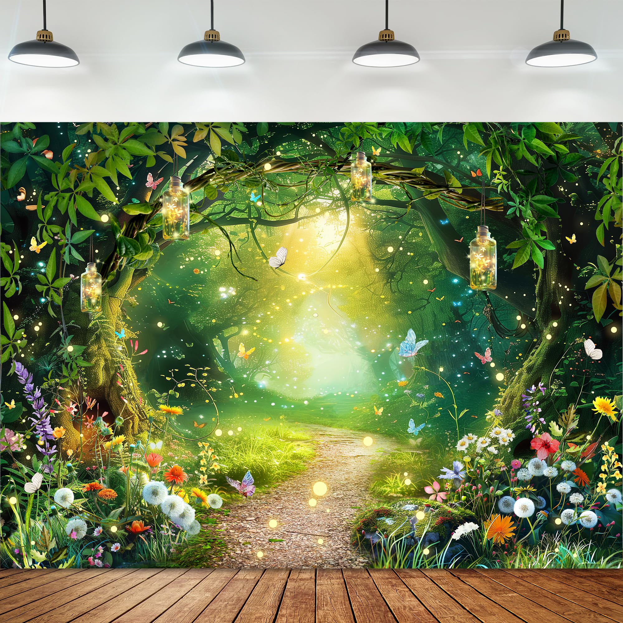 Omifly Enchanted Wonderland 7Wx5H Backdrop For Photography Fairy Tale Magic Garden Greenery Woodland Butterfly Spring Background