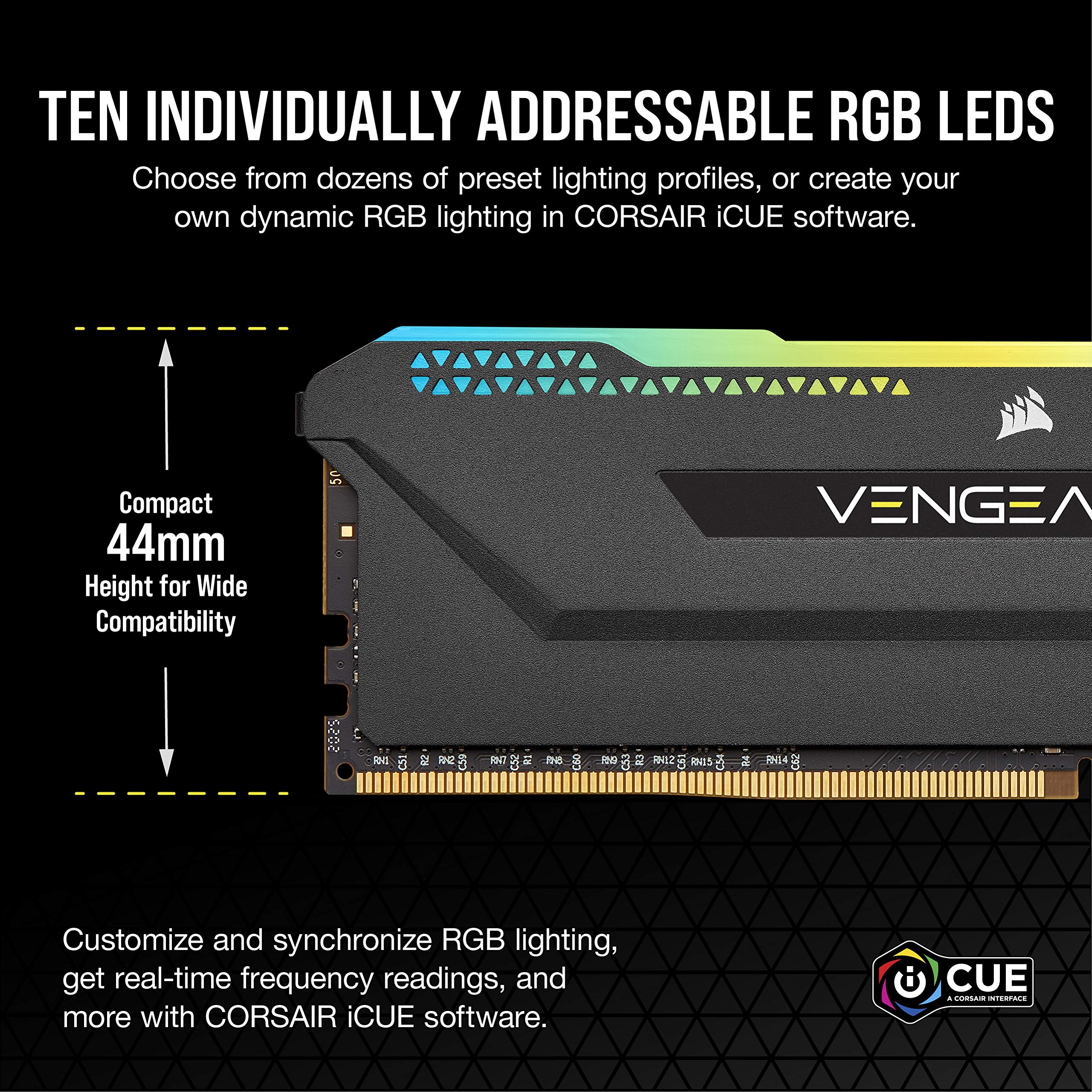 Corsair Vengeance Rgb Pro Sl 32Gb (2X16Gb) Ddr4 3200 (Pc4-25600) C16 1.35V Desktop Memory - Black (Cmh32Gx4M2E3200C16)